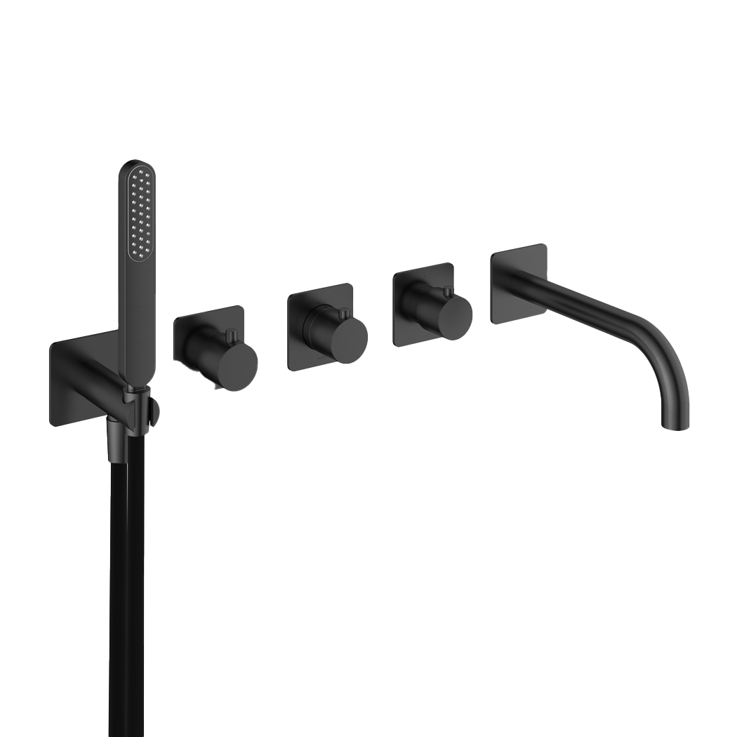 Hotbath Gal afbouwdeel bad/douche therm. 2 stopkr. m. uitl. GL7072EXTBGP Geborsteld Gunmetal PVD