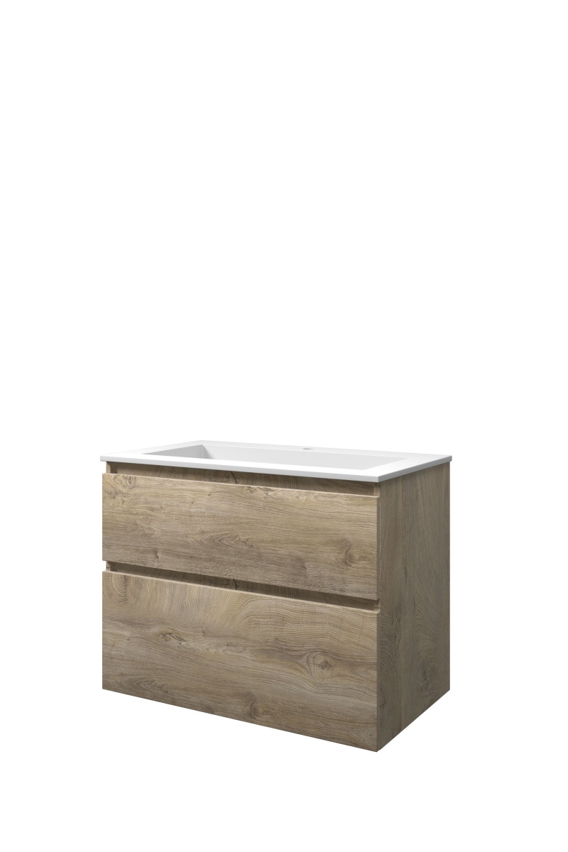 Proline set polystone Elegant wast. met 1 krgt. en onderk. a-sym. 1816371 Raw oak/Mat wit H620xB800xD460