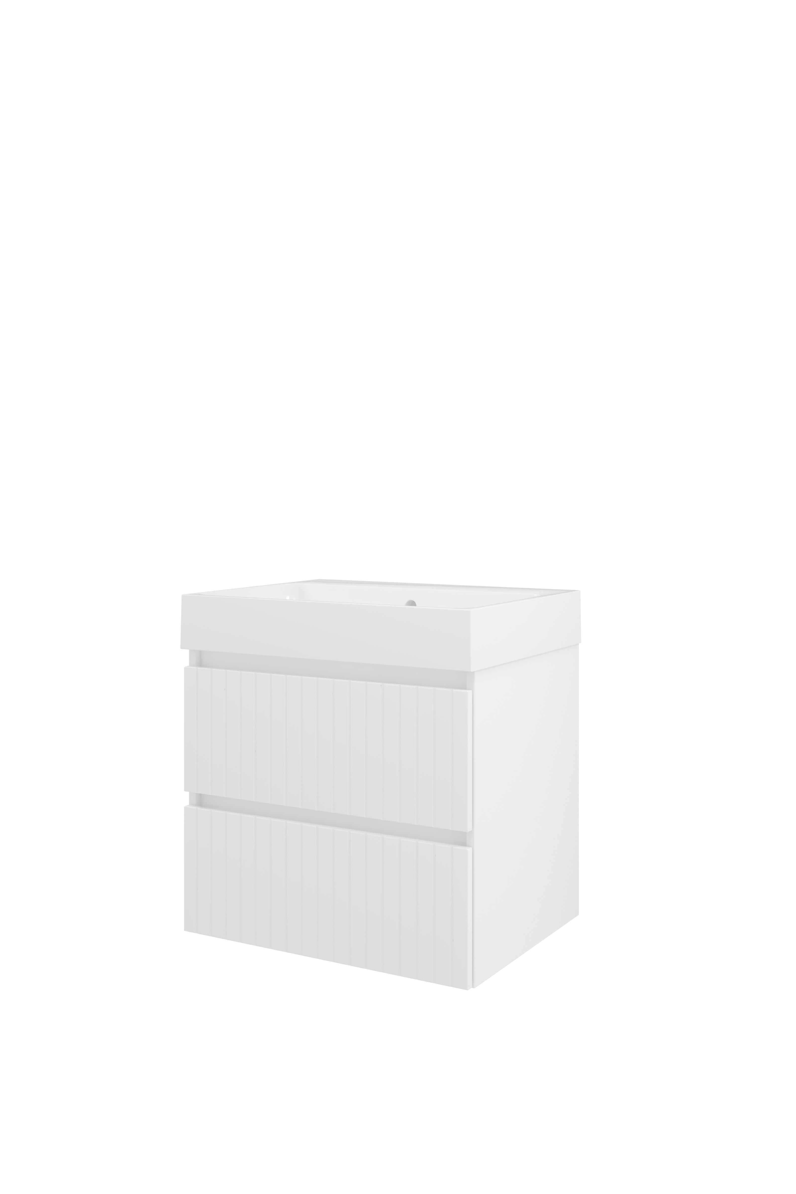 Proline Set polystone Loft wast. z. krgt. en onderkast sym. gefr. 1818644 Glans wit/Glans wit 600x460x620