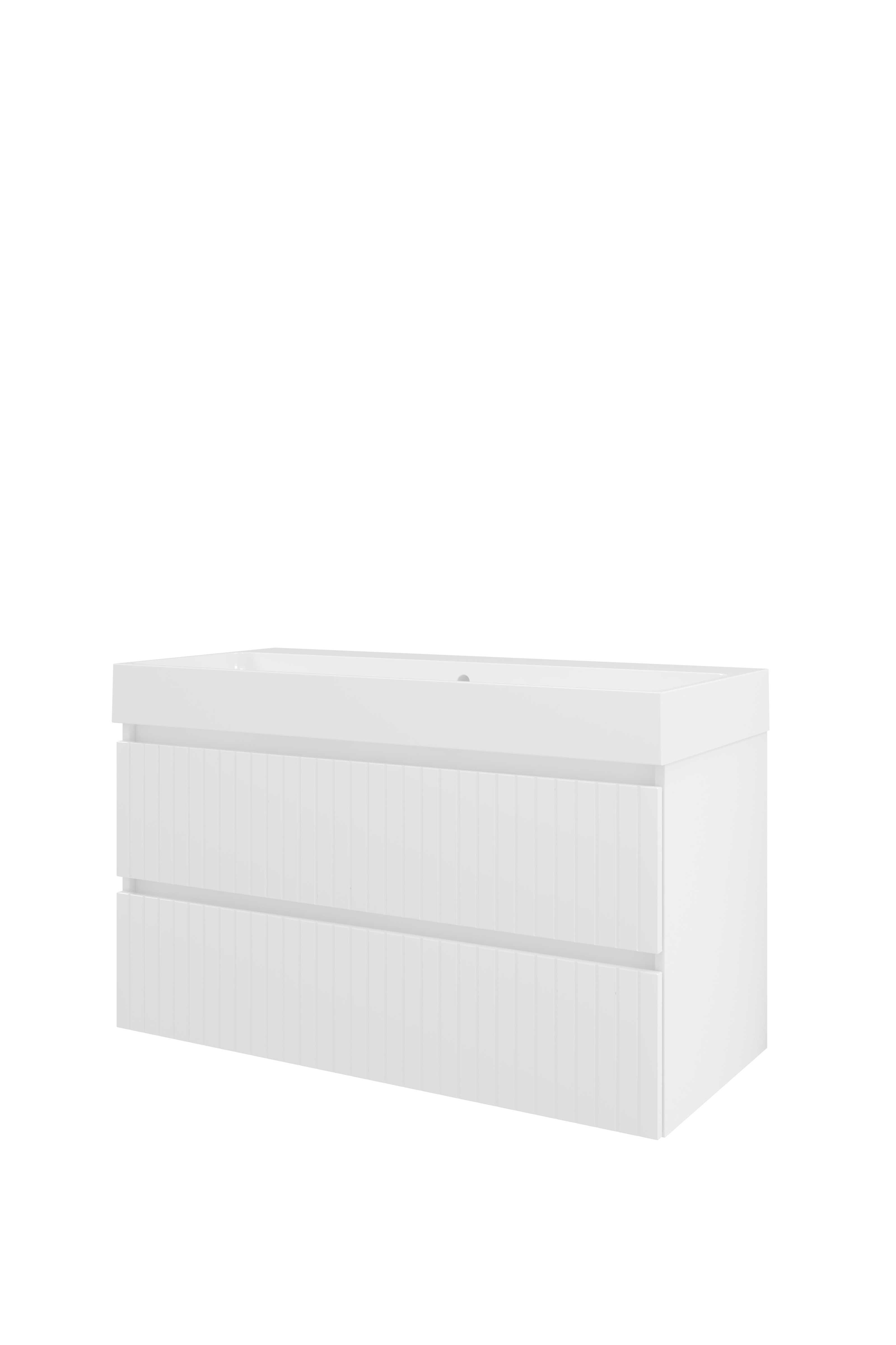 Proline Set polystone Loft wast. z. krgt. en onderkast sym. gefr. 1818724 Glans wit/Glans wit 1000x460x620