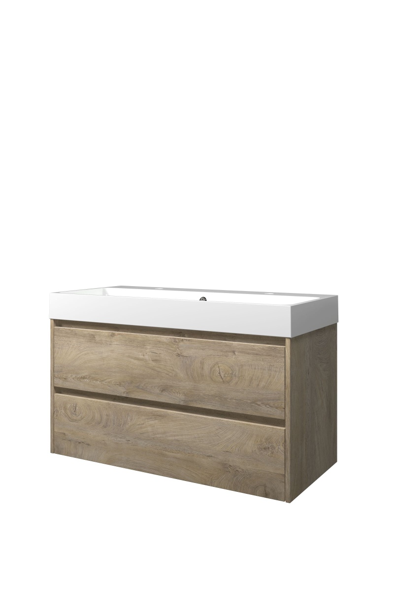Proline set polystone Loft wast. met 2 krgt. en onderk. sym. 1816901 Raw oak/Glans wit H620xB1000xD460