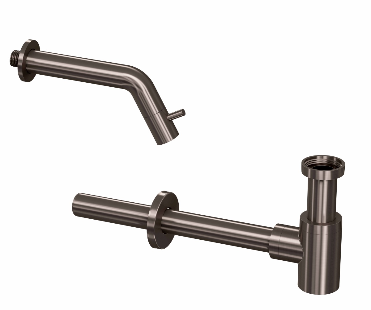 INK set 3B fonteinkraan wandmodel en design sifon 9902454 metal black