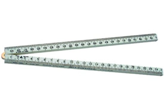 Duimstok 1m kunststof wit 4-delig