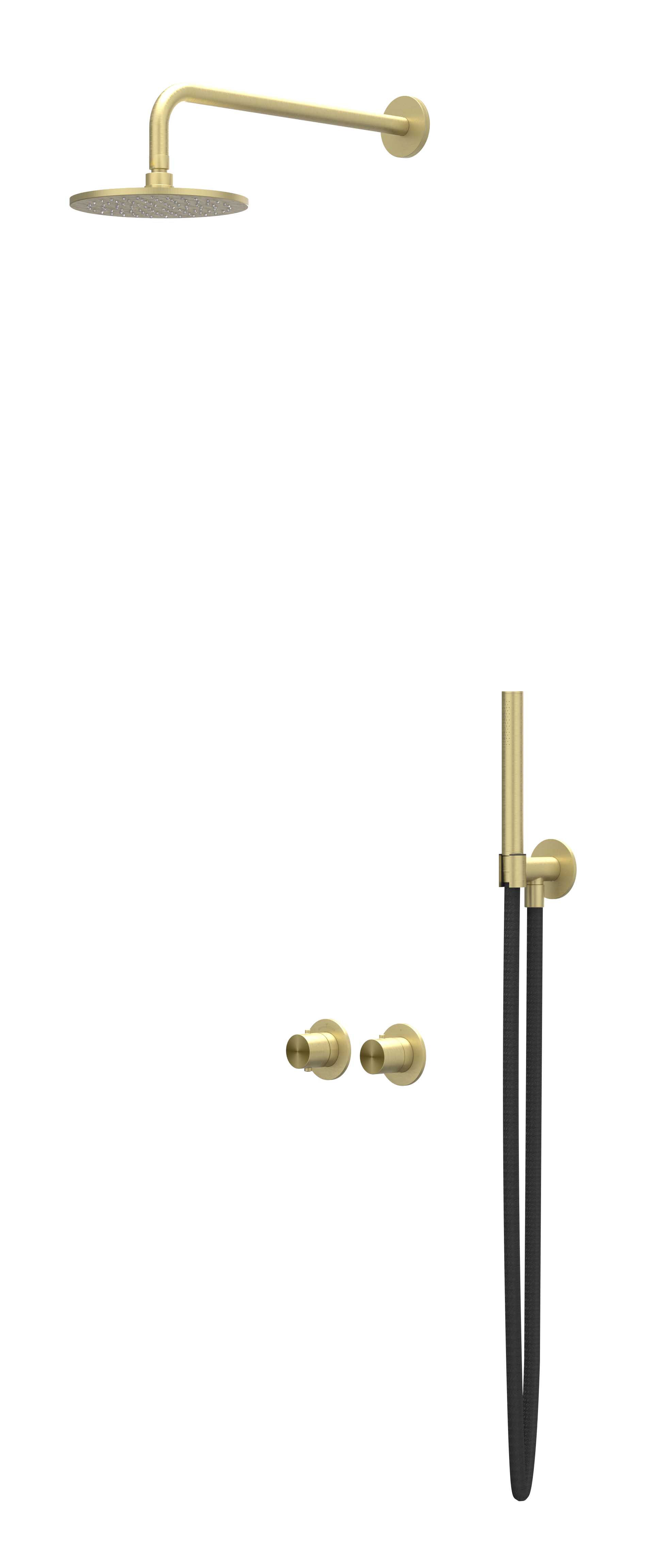 IVY Concord Inbouwset 2-weg  40cm w-arm 25cm me houder  en staafhdd CSC3IMPABAA RVS316 gebr. mat goud PVD