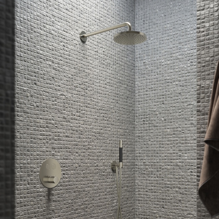 Hotbath IBS22 2 pushbuttons rond 3s. handdouche 30cm plafondbuis Glijstang IBS22CR137 Chroom