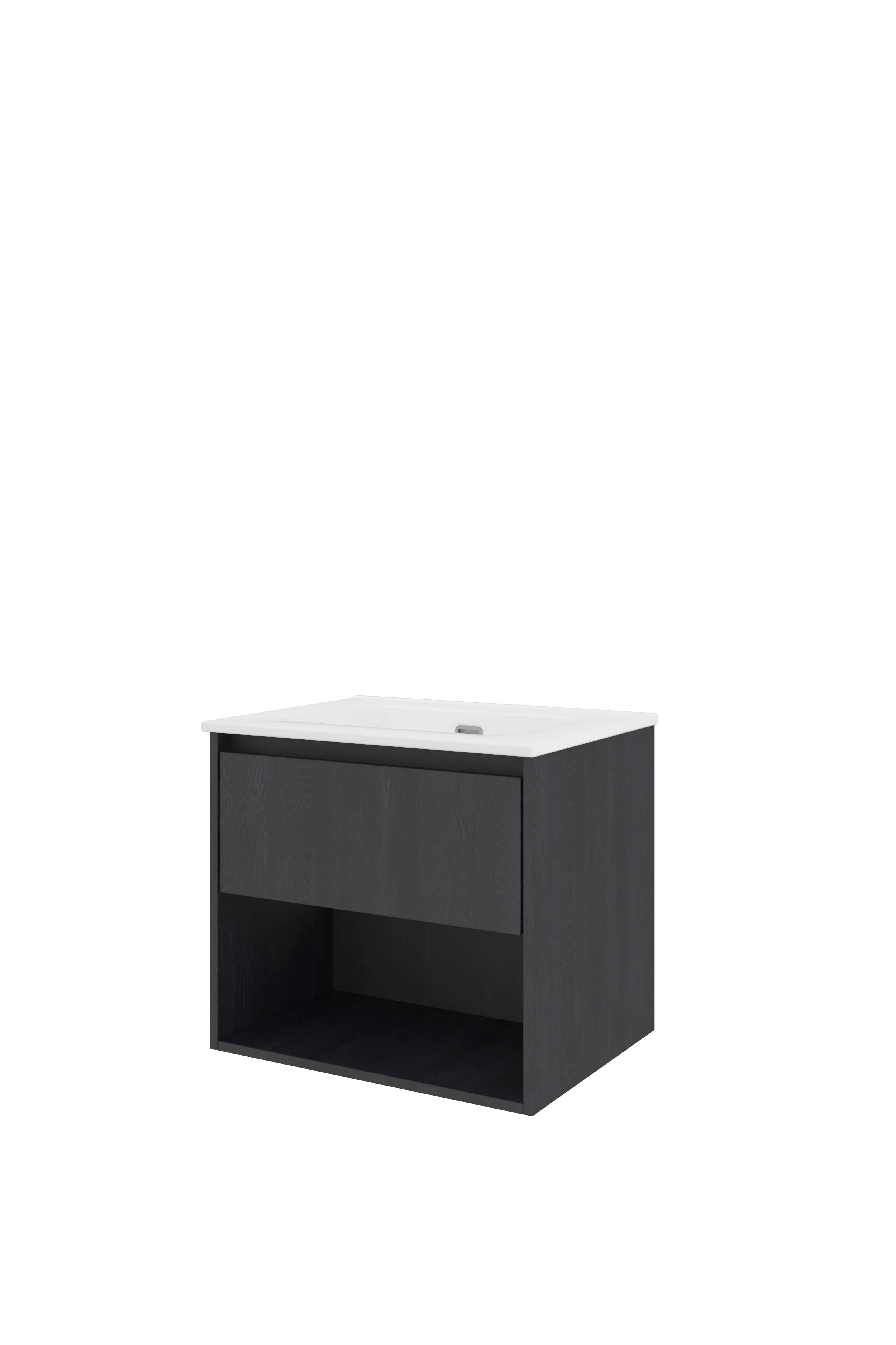 Proline Set porselein Elegant wast. z. krgt. en onderkast met schap 1815004 Black oak/Glans wit 600x460x540