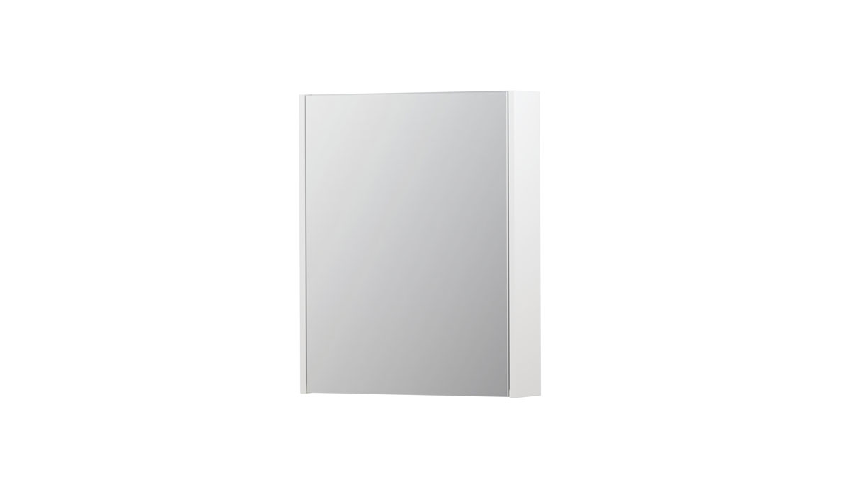INK spiegelkast met 1 dubbelz. spiegeldeur en stopc./schak. 1105101 Mat wit H730xB600xD140