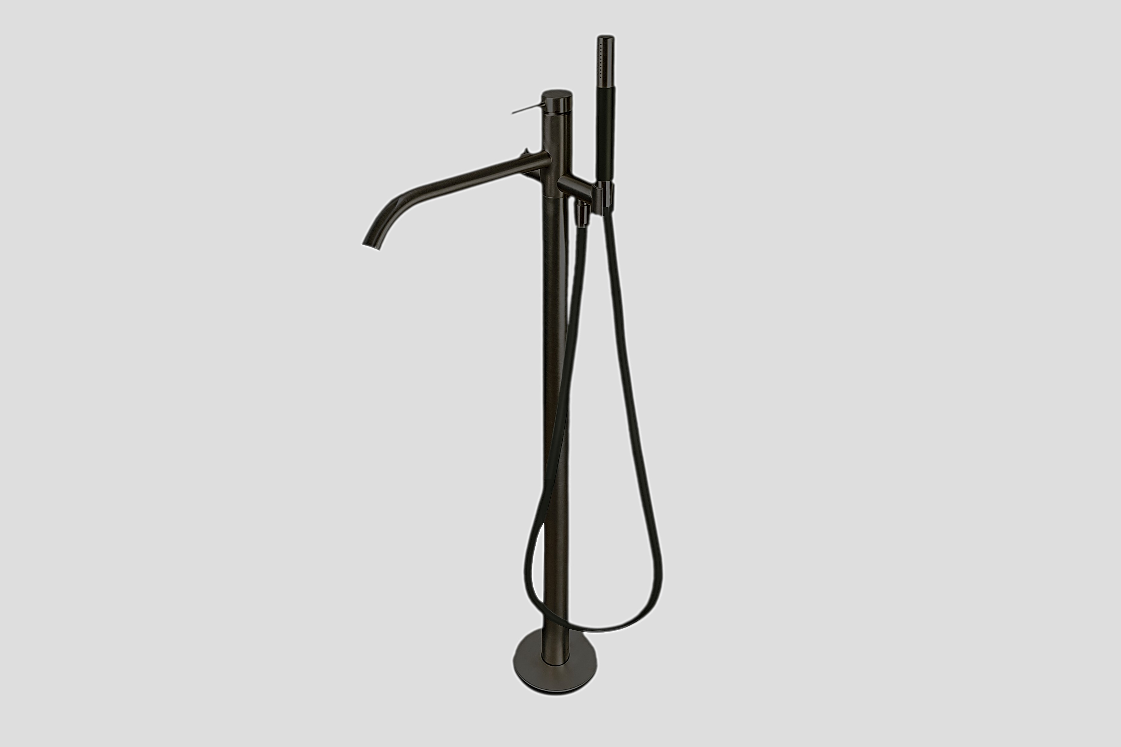 Lagoo Garda vrijstaande badmengkraan afb.deel met mixer handd. staaf doucheslang 150 cm G3204MB Matt Black