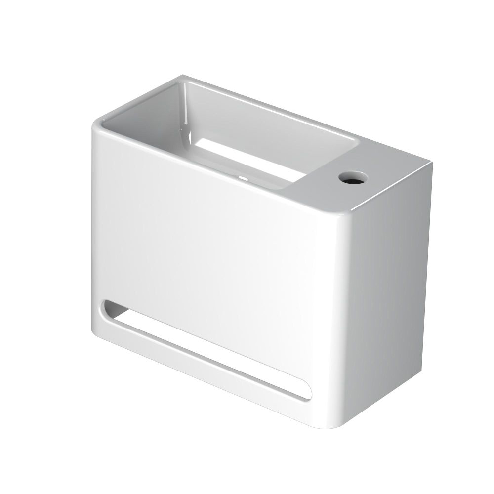 INK Hangar Fontein Polystone rechts met 1 krgt. 3401031 Glans wit H300xB400xD200