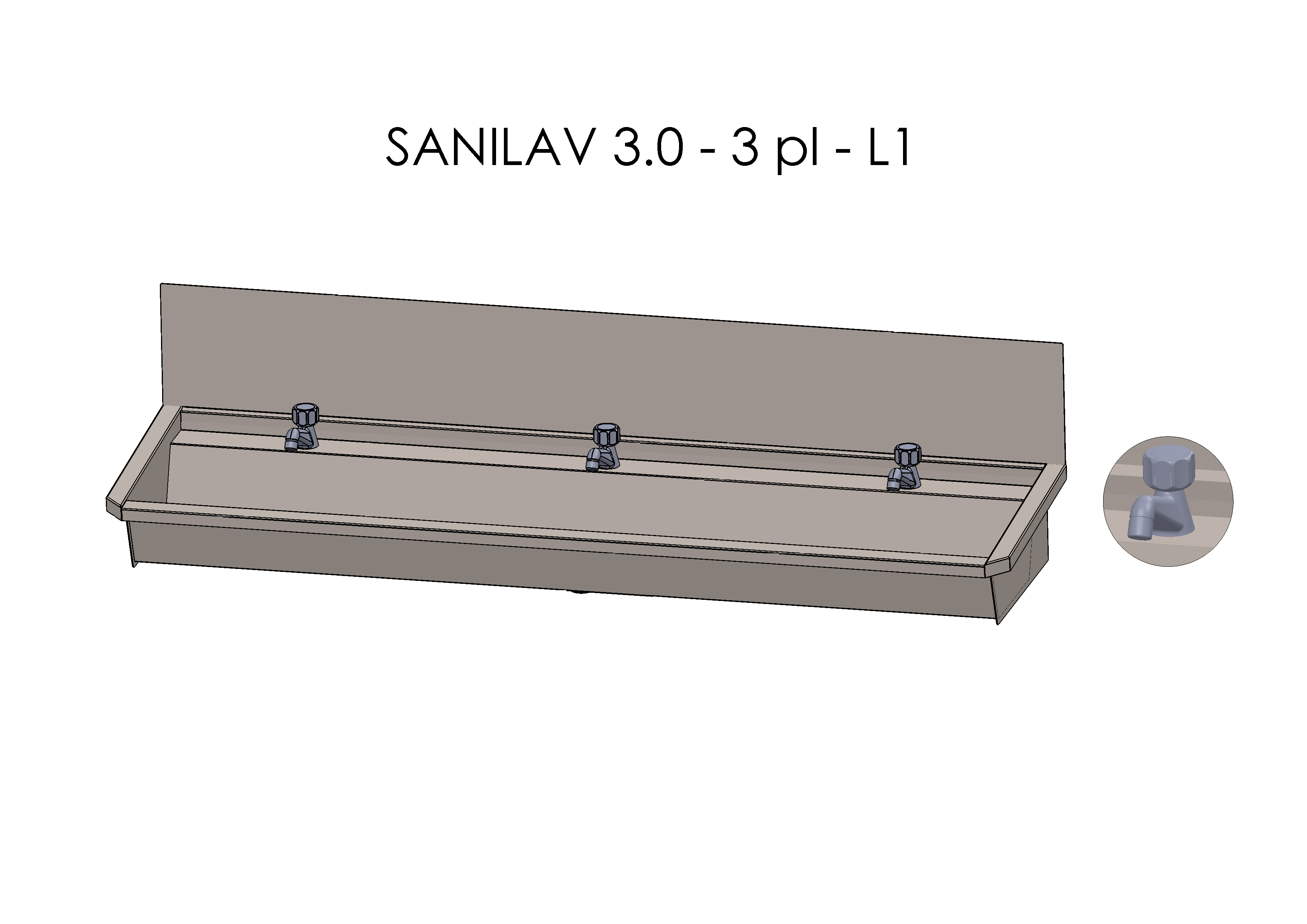 Intersan Sanilav muurwastrog rvs 3p 180 wast.krn SANILAV 3.0-3-L1
