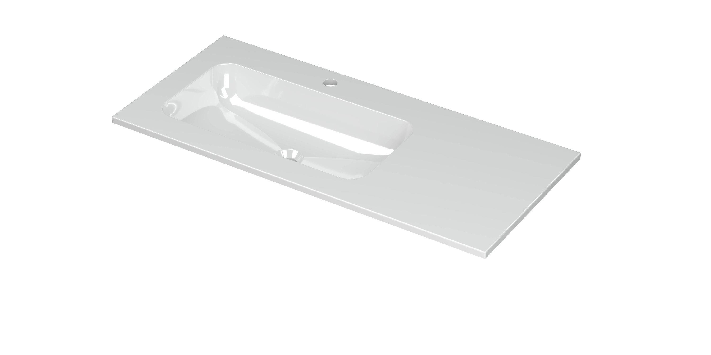 INK Aspekt wastafel pors. m. kom 45 L m. 1 krgt. 207026 Glans wit H25xB15xD1000