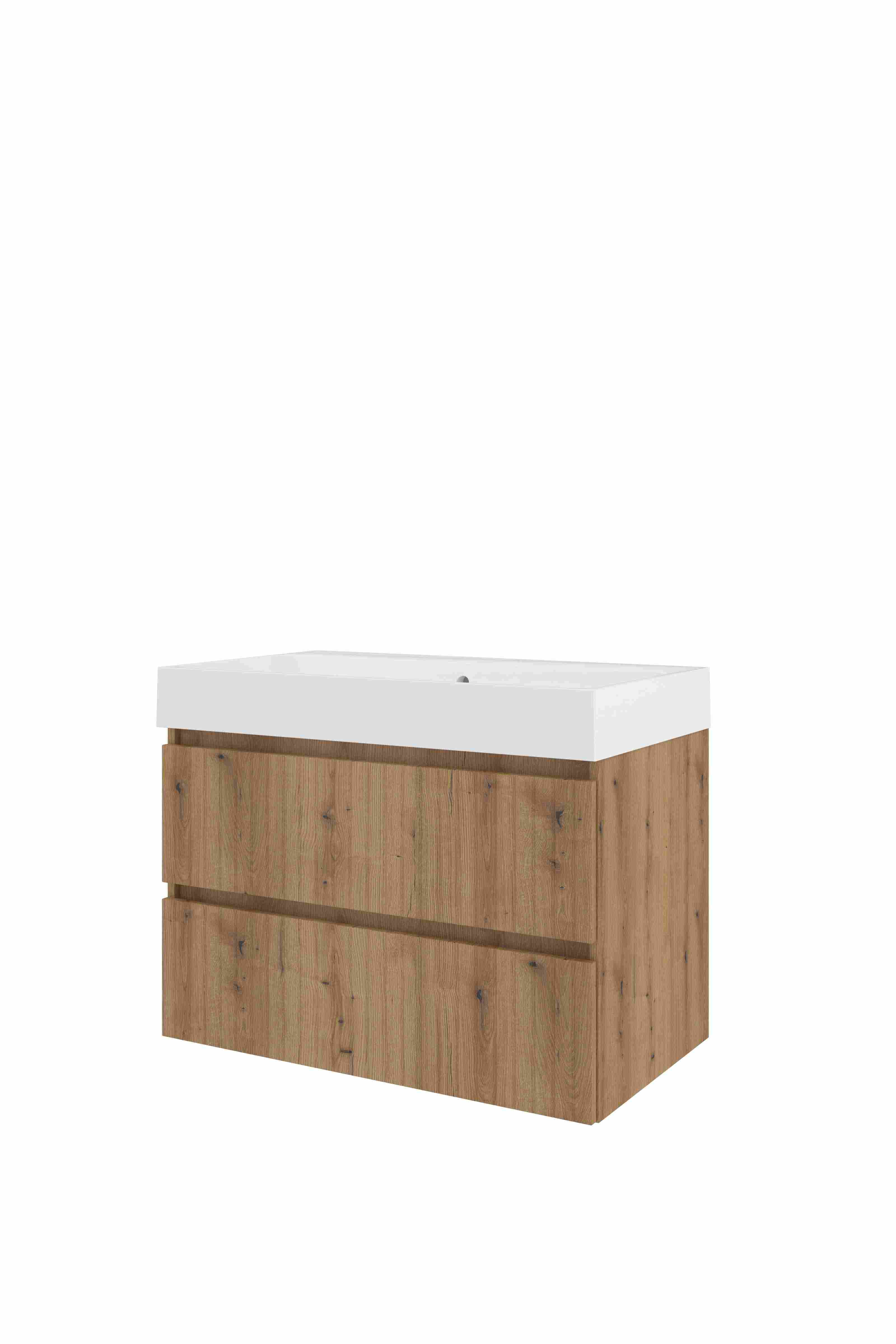 Proline Set polystone Loft wast. z. krgt. en onderkast sym. gefr. 1818681 Urban oak/Glans wit 800x460x620
