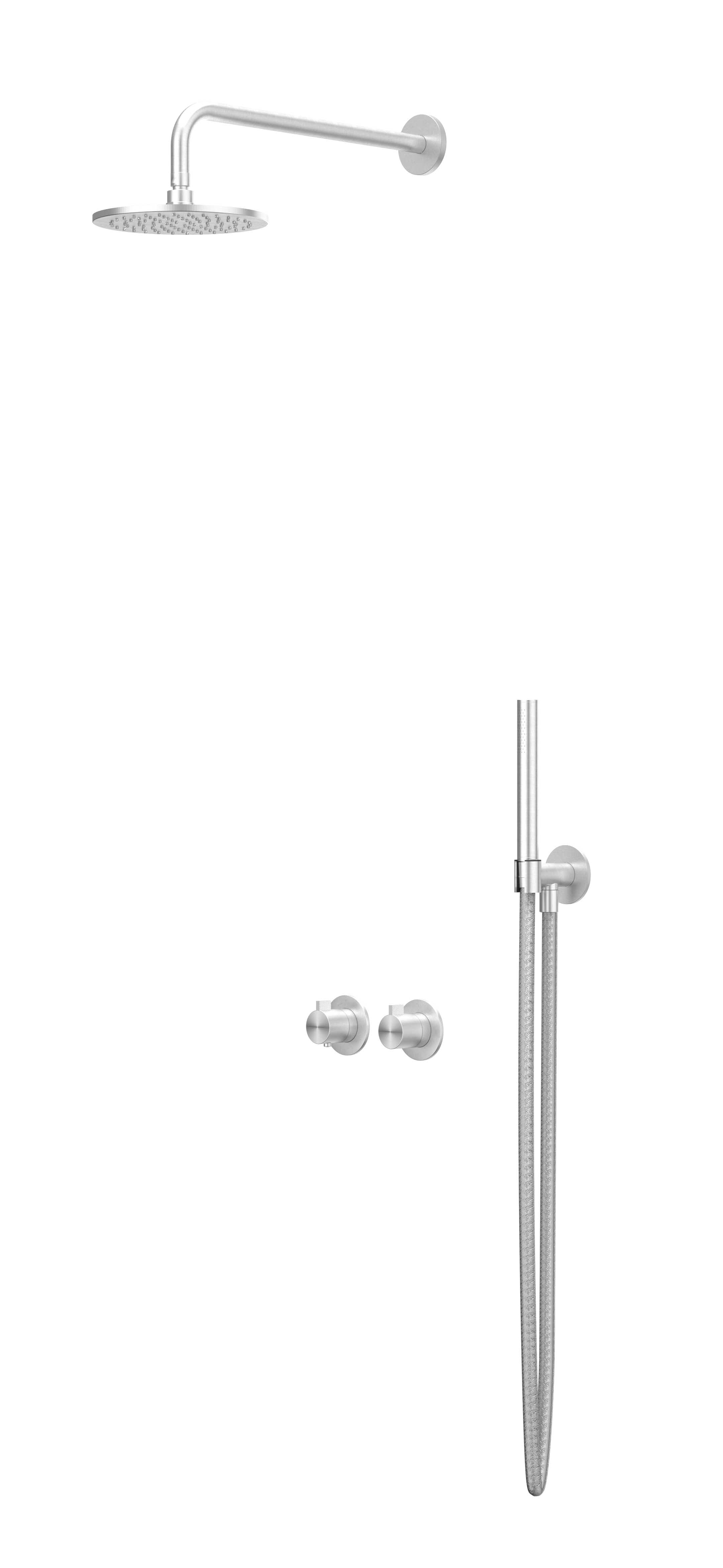 IVY Tribe set 2-weg st.omst. 40cm w.arm R30cm houder m. uitl. slang 150cm + staaf CST3EXIXACAA RVS316 geborsteld