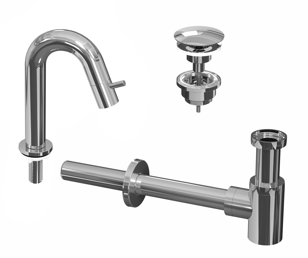 INK Combi 4A fonteinkraan staand gebogen laag m. open plug Chroom / 9902460