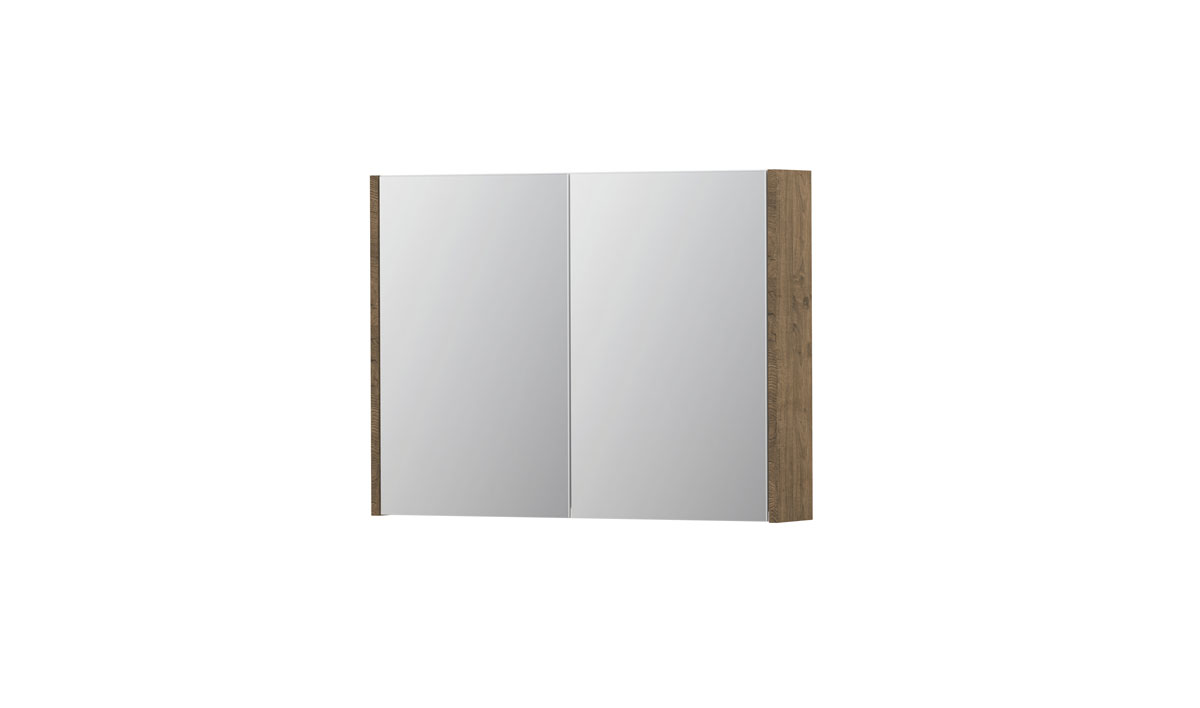 INK SPK1 spiegelkast m. 2 dubbelzijdige spiegeldeuren en stop/schak. 1110560 Naturel eiken H600xB800xD140