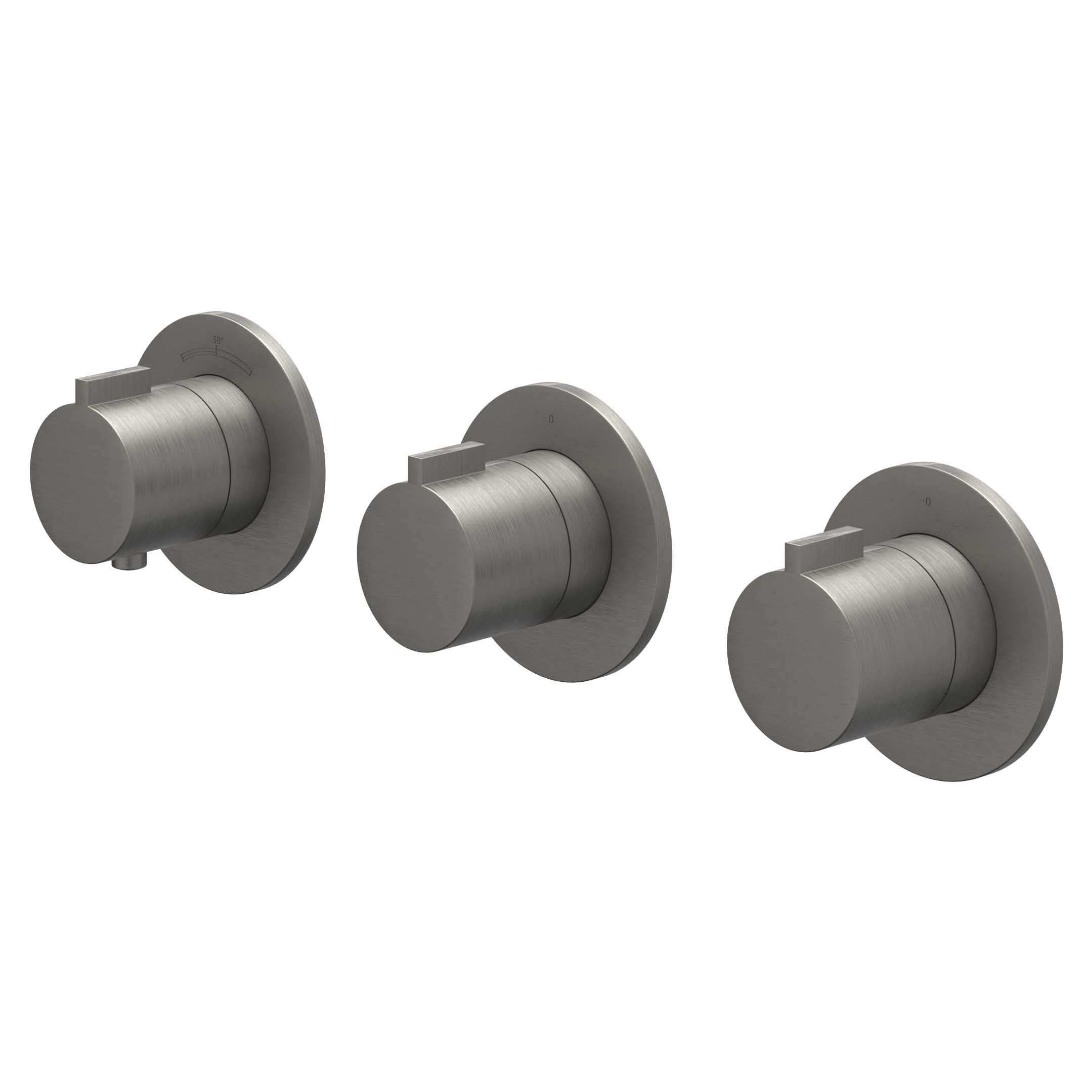 IVY Pact Afbouw inbouwtherm. m/2 stopkranen symmetry m/ronde rozetten 6202356 gebr. metal black PVD