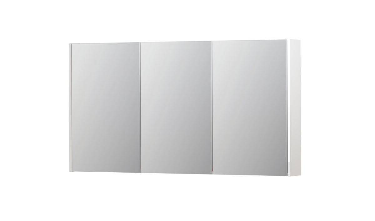 INK SPK2 spiegelkast m. 3 dubbelzijdige spiegeldeuren en stop/schak. 1105456 Hoogglans wit H730xB1400xD140