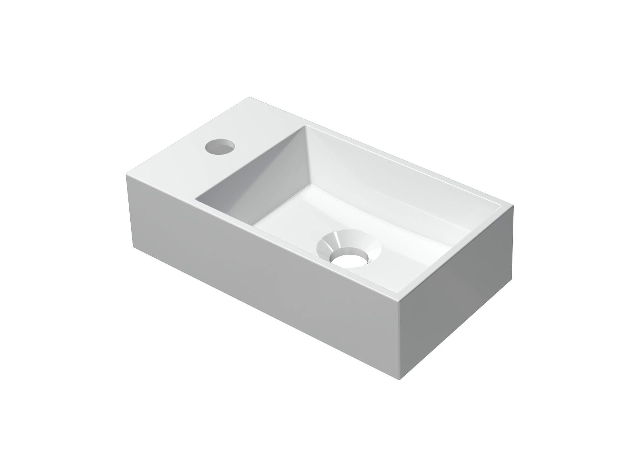 INK Contra Fontein Polystone vierkant met krgt. links 3403020 Glans wit H100xB400xD220