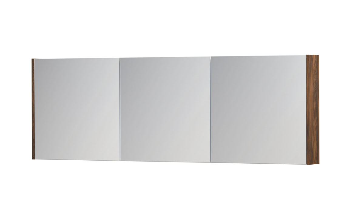 INK SPK1 spiegelkast m. 3 dubbelzijdige spiegeldeuren en stop/schak. 1110864 Noten H600xB1800xD140