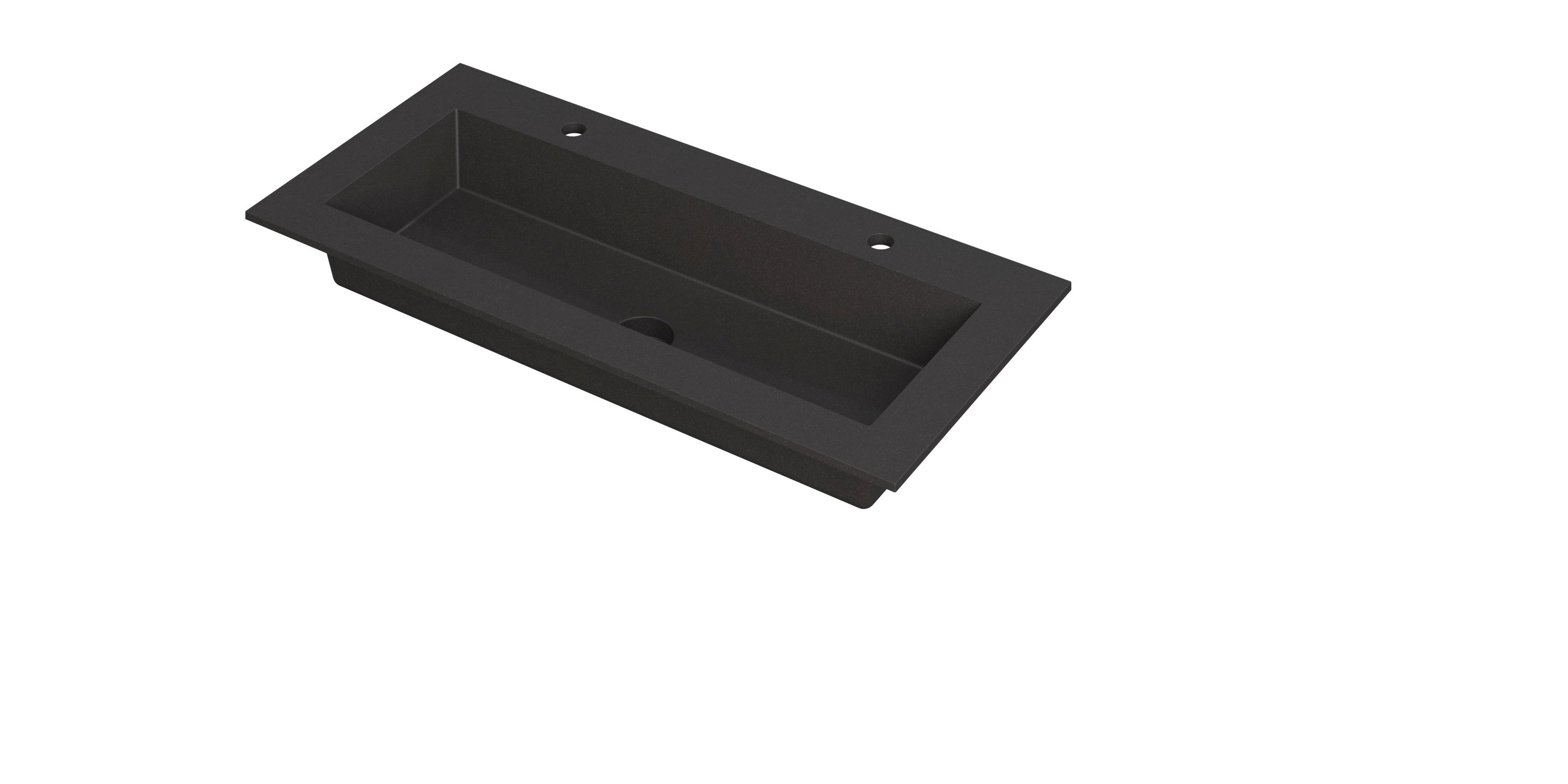 INK Kraft wastafel enkele bak 2 krgtn 3417243 Quartz zwart H10xB1000xD450