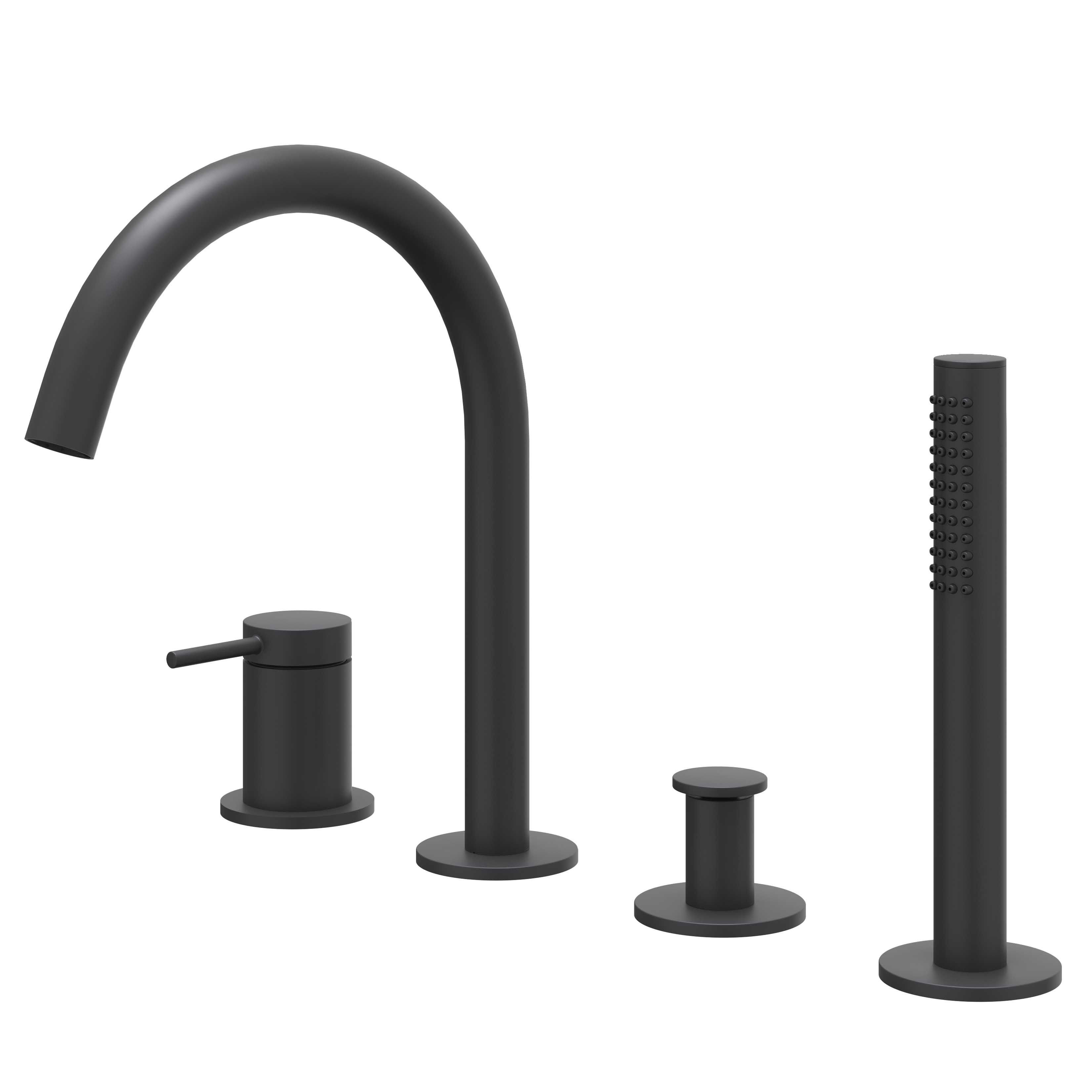 IVY Bond Badrandcombi 4-gats m/draaibare uitloop uittrekbare handd 6301152 Mat zwart PED