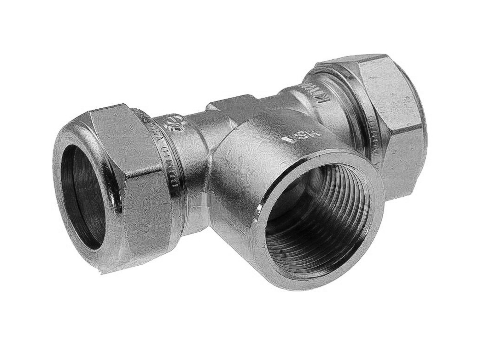 VSH T stuk binnendraad knel 15x1/4x15 chroom 0875699