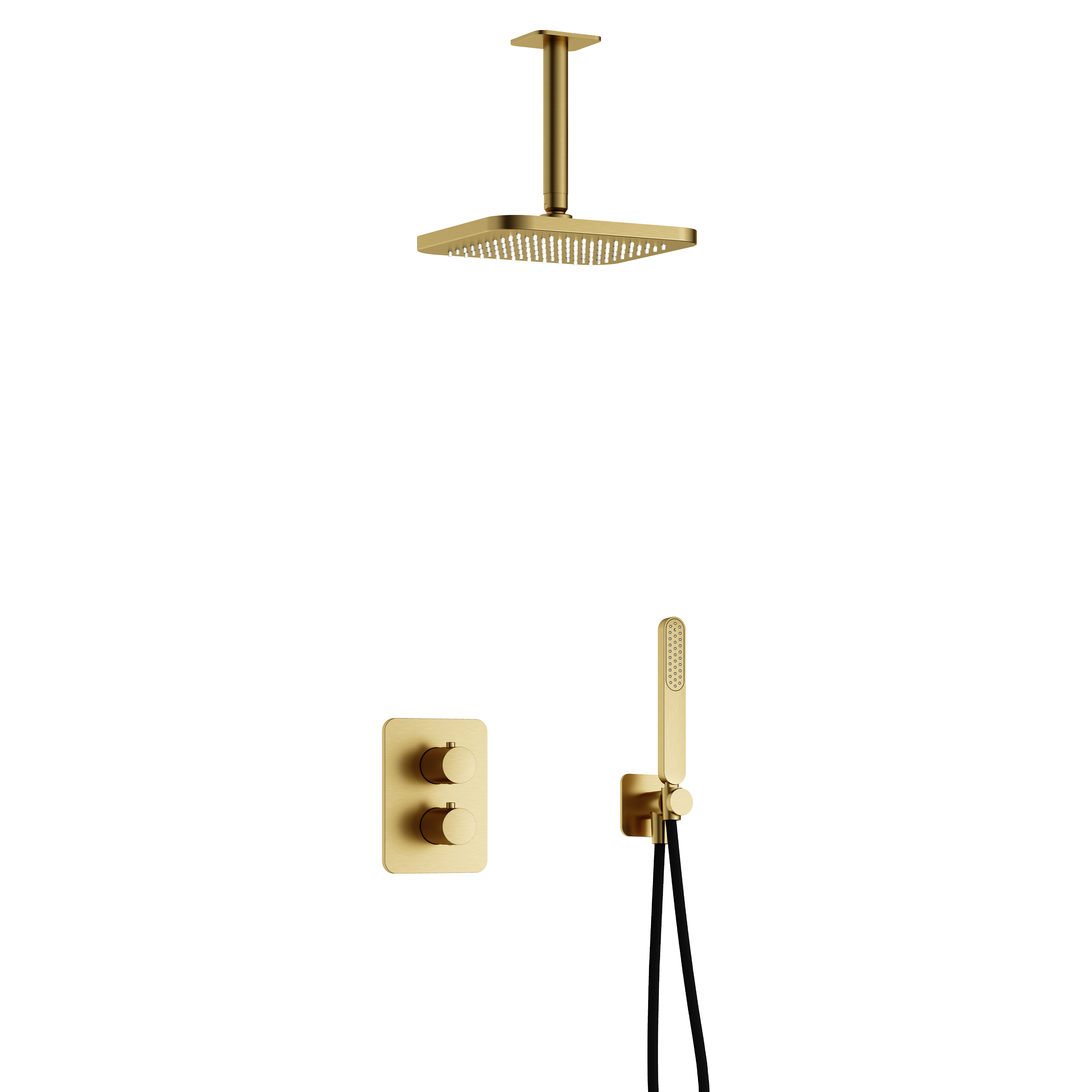 Hotbath Gal inbouwset m. 2-weg stop-omst. m. plaf. buis IBS40ABBP2 Geborsteld Messing PVD