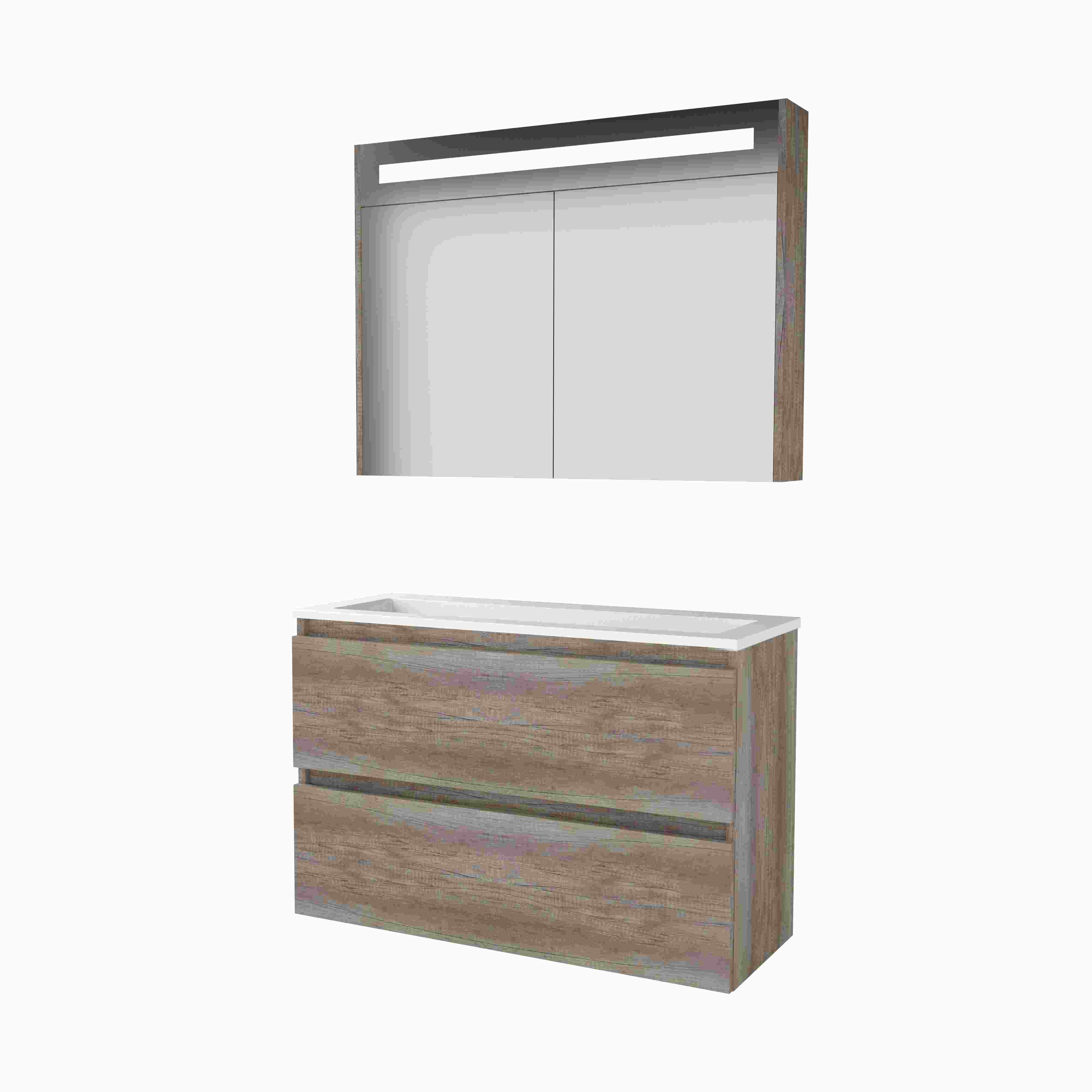 Basic Premium 39 set 100x39cm greepl. 2 la Acryl wast. 0 krgt. incl. kast m. verl. P39GL100A0SO Scotch Oak