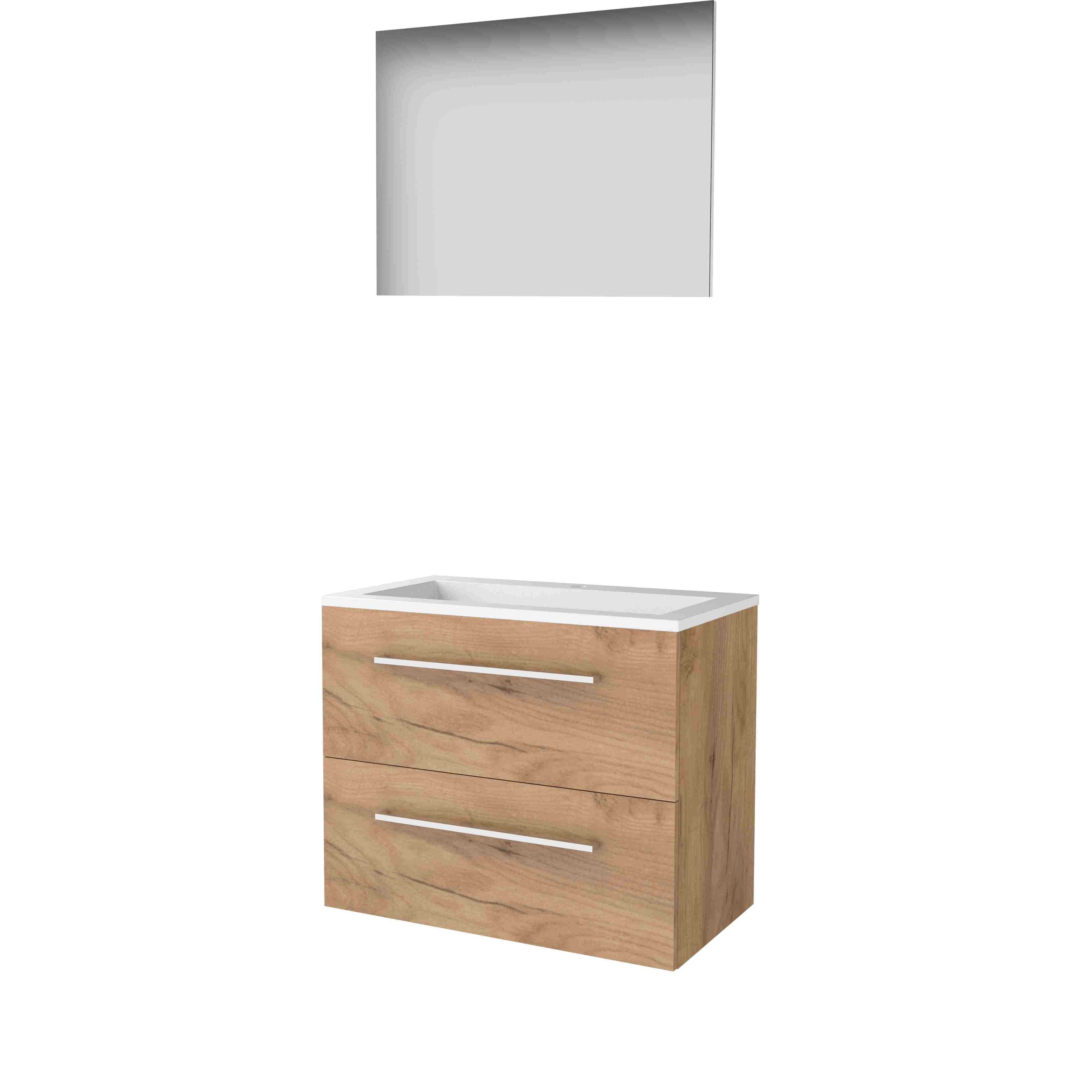 Basic Basic 46 set 80x46cm met gr. 2 la Acryl wast. 1 krgt. incl. spiegel B46GR80A1WO Whisky Oak