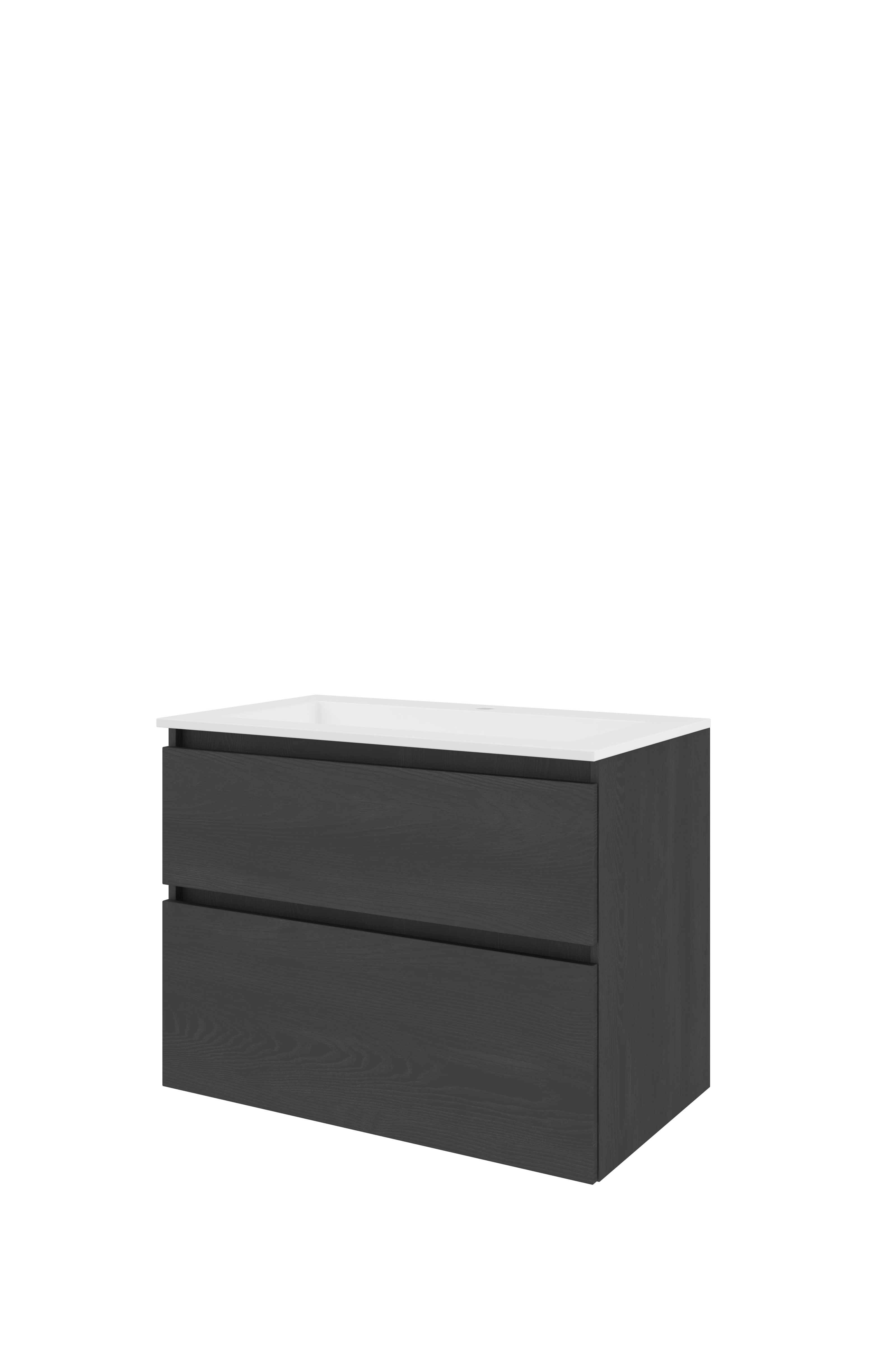 Proline Set polystone Elegant wast. met 1 krgt. en onderkast a-sym. 1816357 Black oak/Glans wit 800x460x620