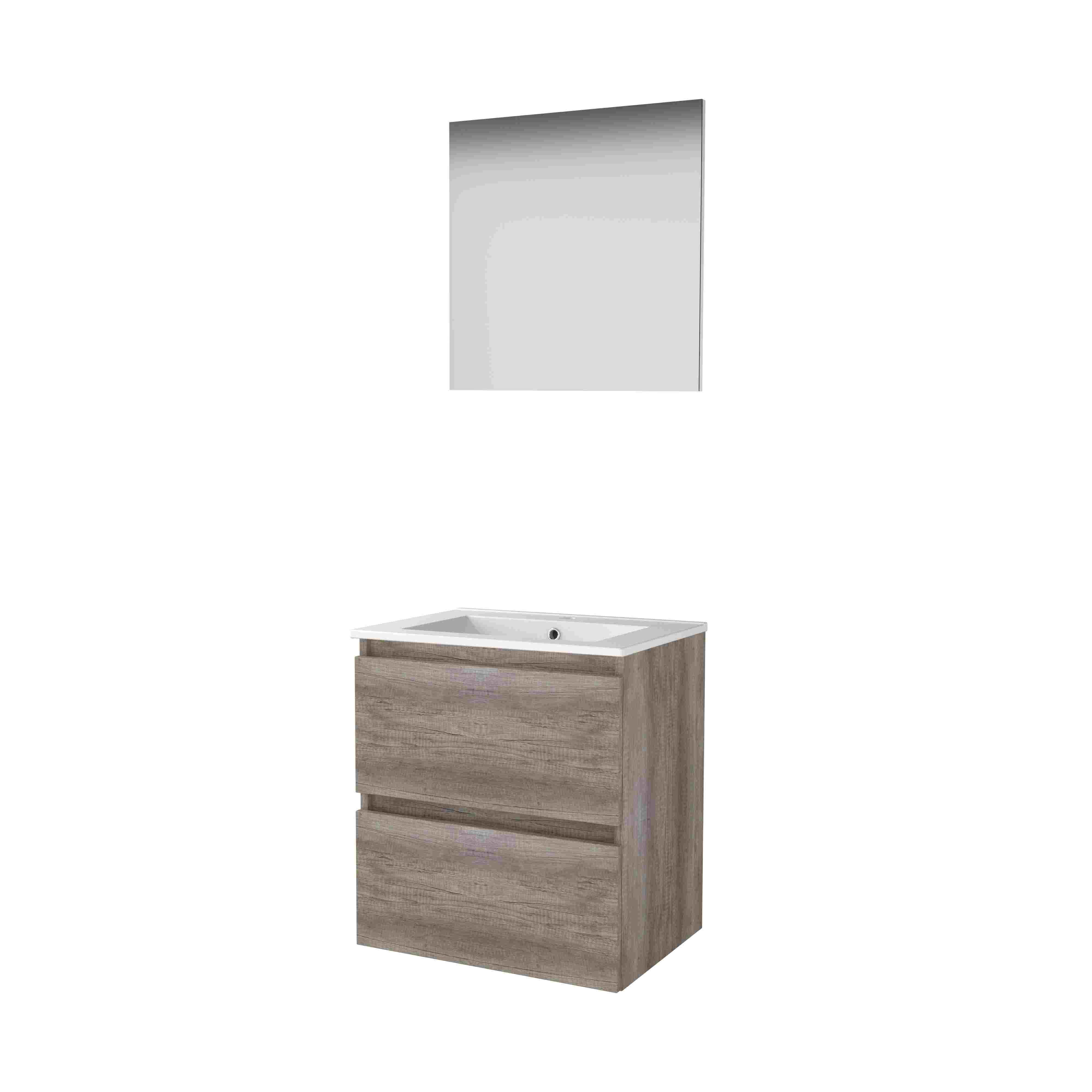 Basic Basic 46 set 60x46cm greepl. 2 la keram. wast. 1 krgt. incl. spiegel B46GL60PSO Scotch Oak