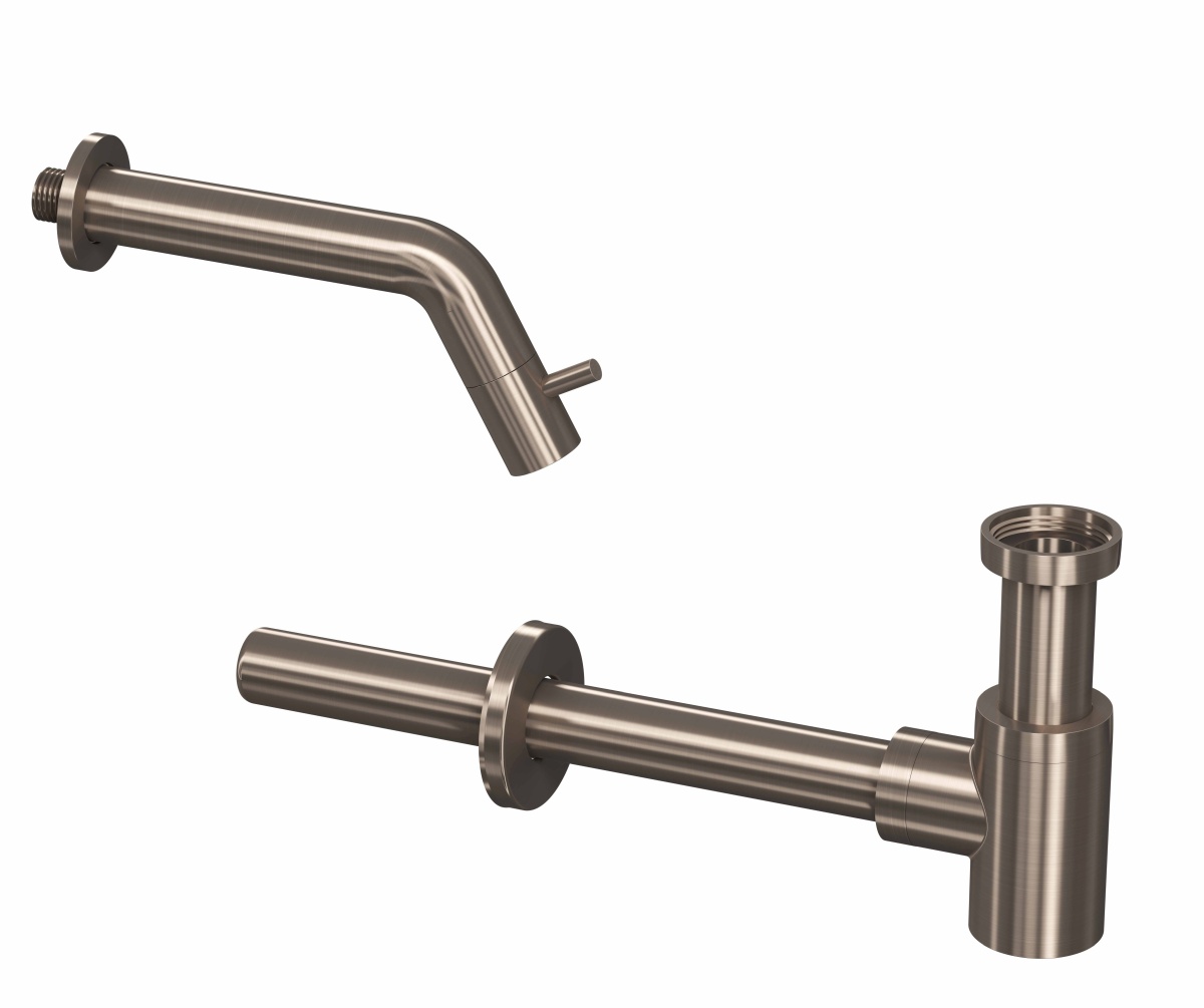 INK set 3B fonteinkraan wandmodel en design sifon 9902455 Brushed nickel