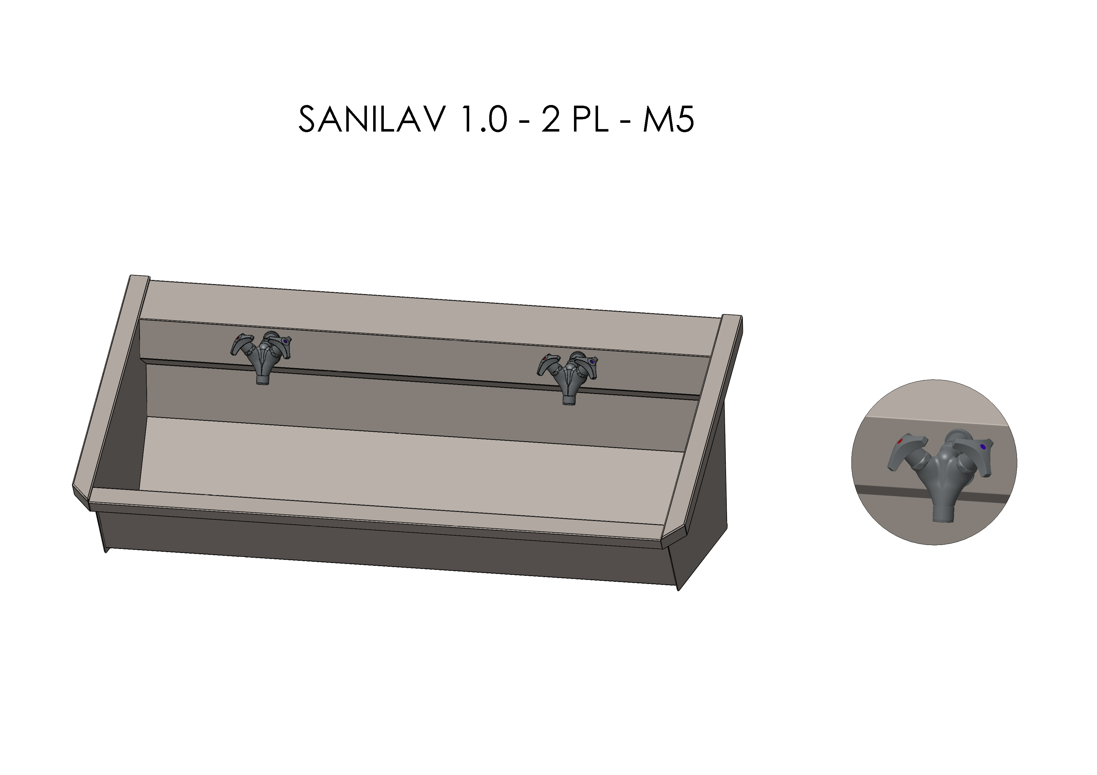 Intersan Sanilav muurwastrog rvs 2p 120 2gr.mngkr SANILAV 1.0-2-M5
