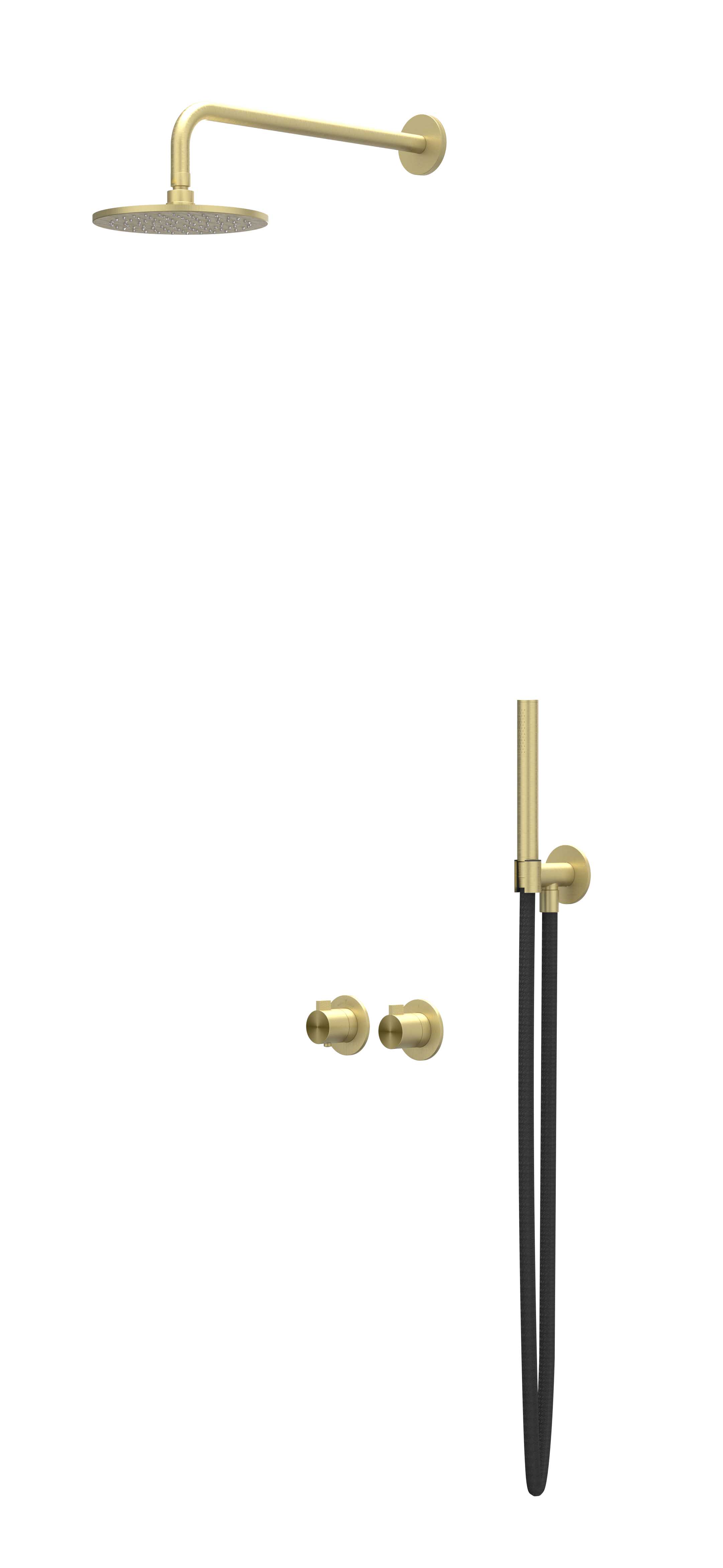 IVY Tribe Inbouwset 2-weg  40cm w-arm 30cm me houder  en staafhdd CST3IMPACAA RVS316 gebr. mat goud PVD