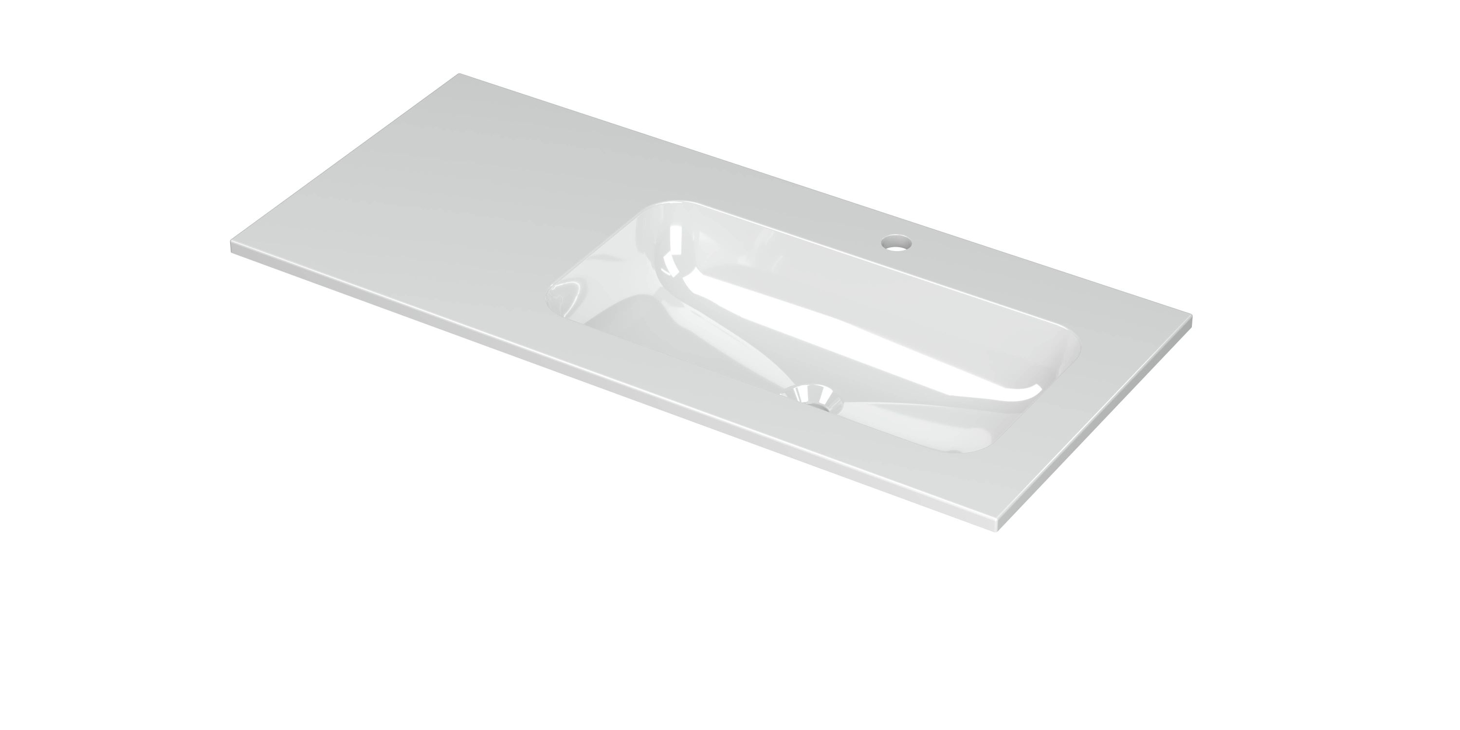 INK Aspekt wastafel pors. m. kom 45 R m. 1 krgt. 207029 Glans wit H25xB15xD1000