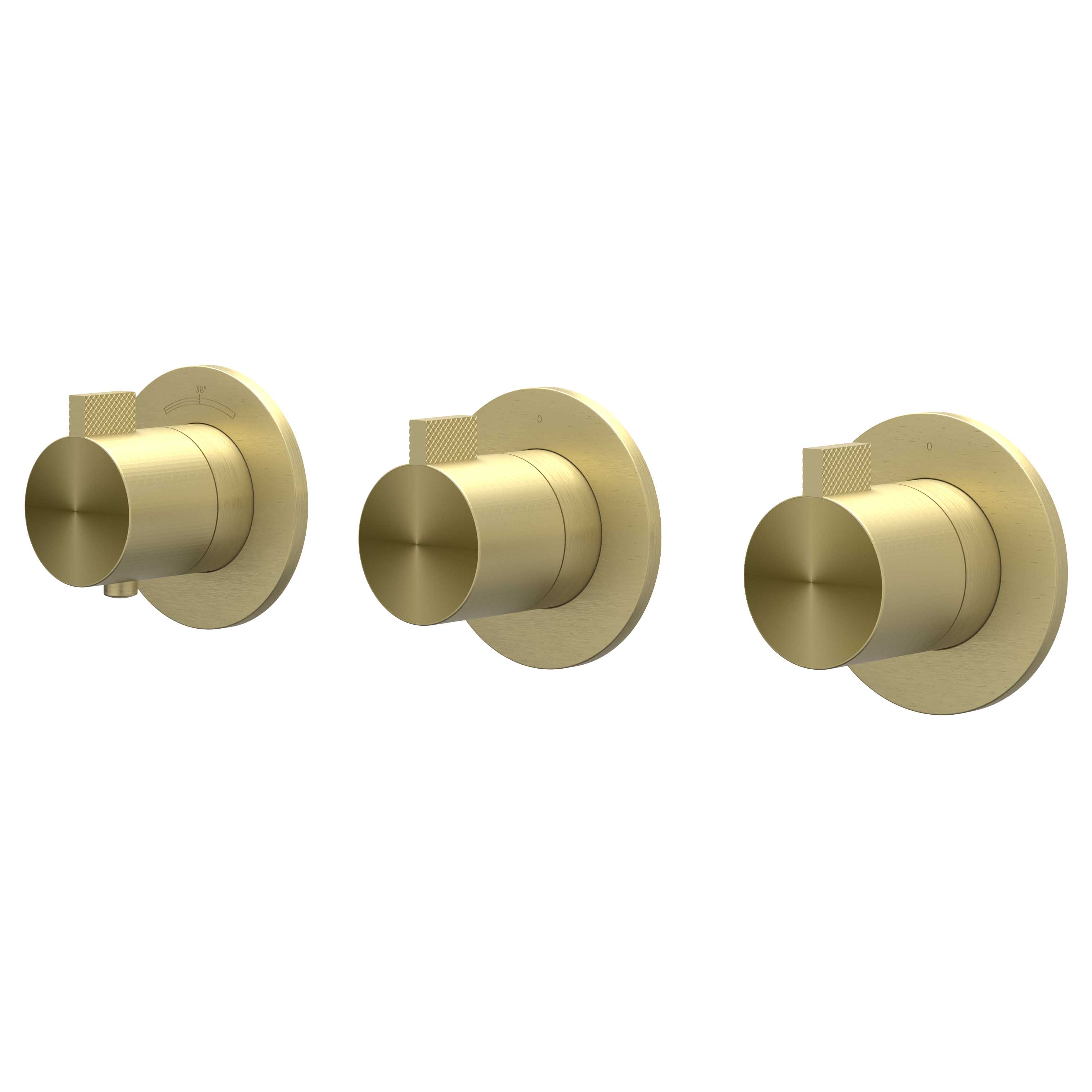 IVY Tribe Afbouw inbouwtherm. m/2 stopkranen symmetry m/ronde rozetten 6201322 RVS316 gebr. mat goud PVD