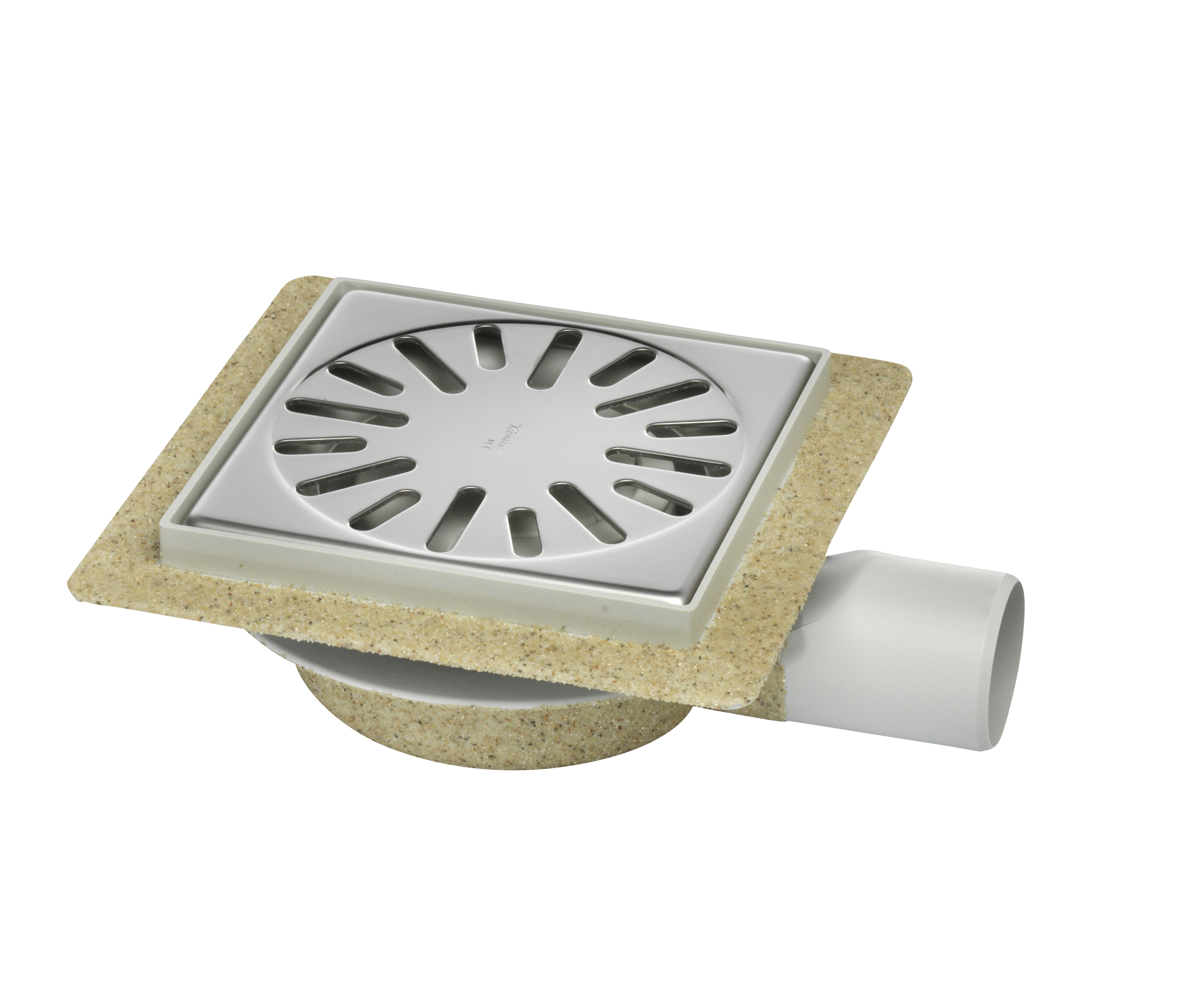 Aquaberg ABS put m/RVS rooster zij-uitlaat verstelbaar vert-hor 4016146FA m.flens bezand rvs