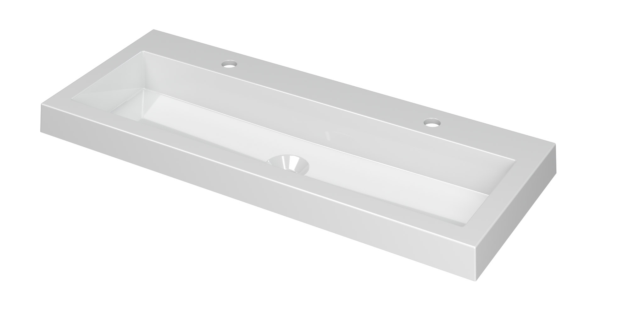 INK Dock wast. Polystone met 2 krgt. 3415022 Glans wit H60xB1000xD400