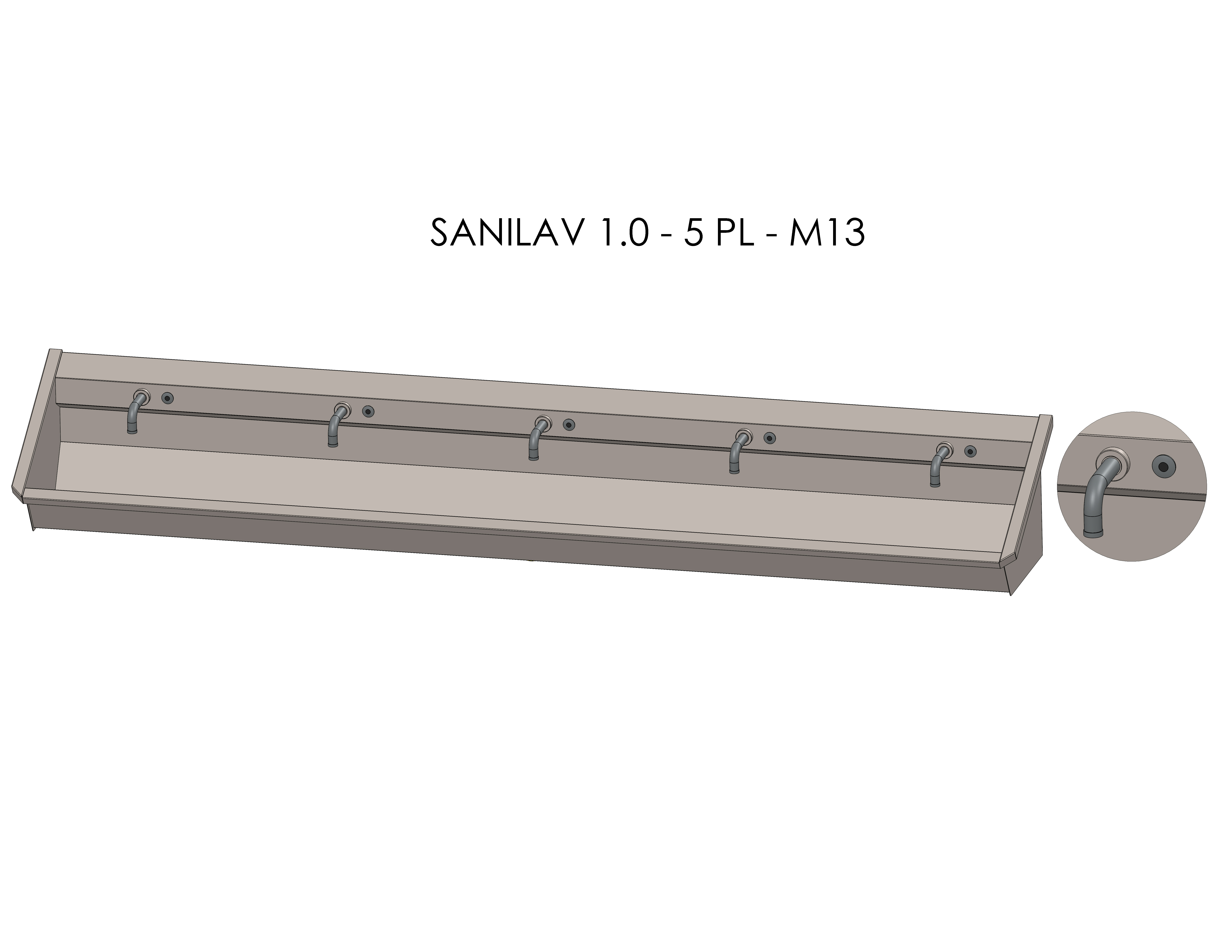 Intersan Sanilav muurwastrog rvs 5p 300 elektr. zelfsl. SANILAV 1.0-5- M13