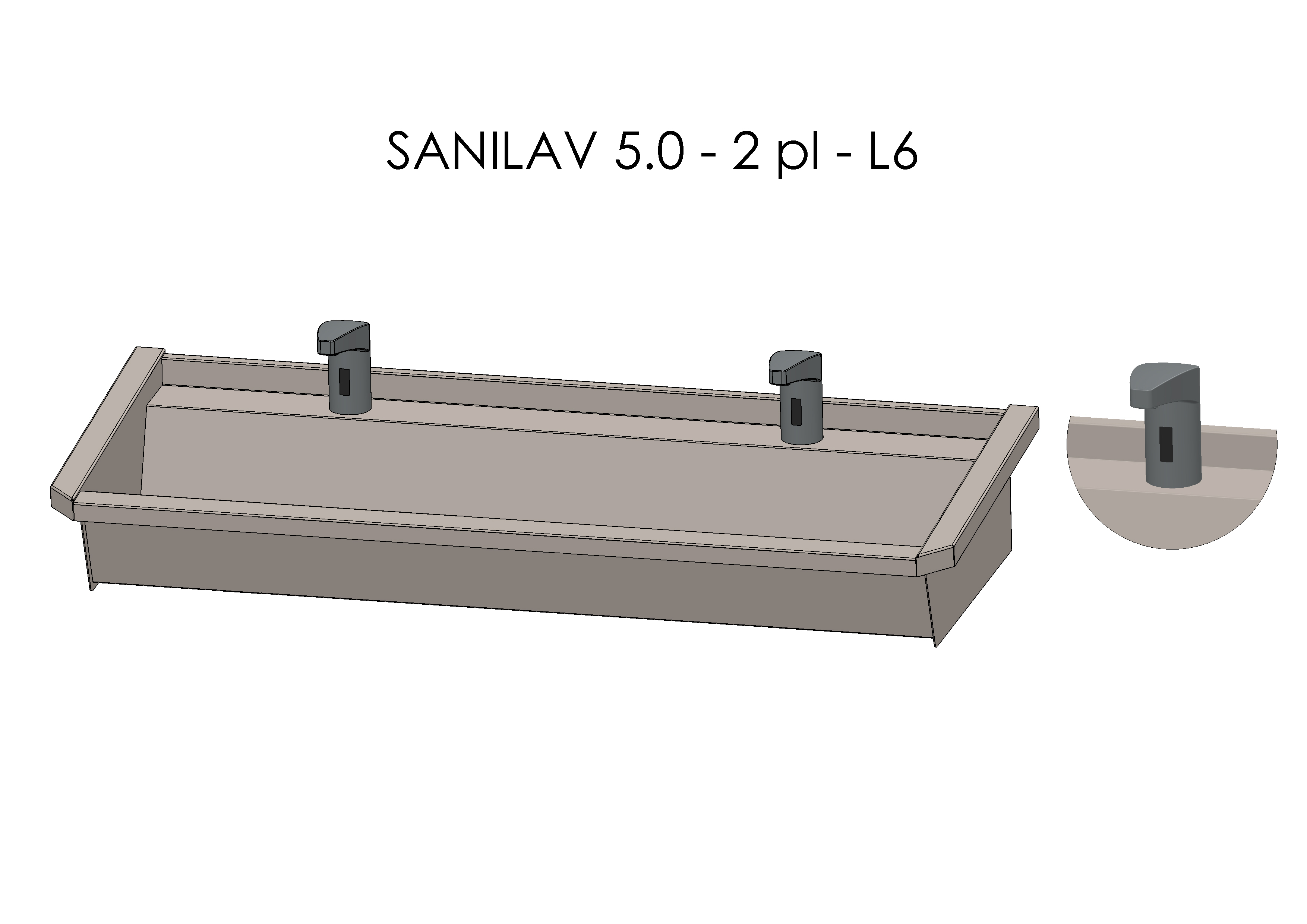Intersan Sanilav muurwastrog rvs 2p 120 elektr. mengkr. SANILAV 5.0-2- L6