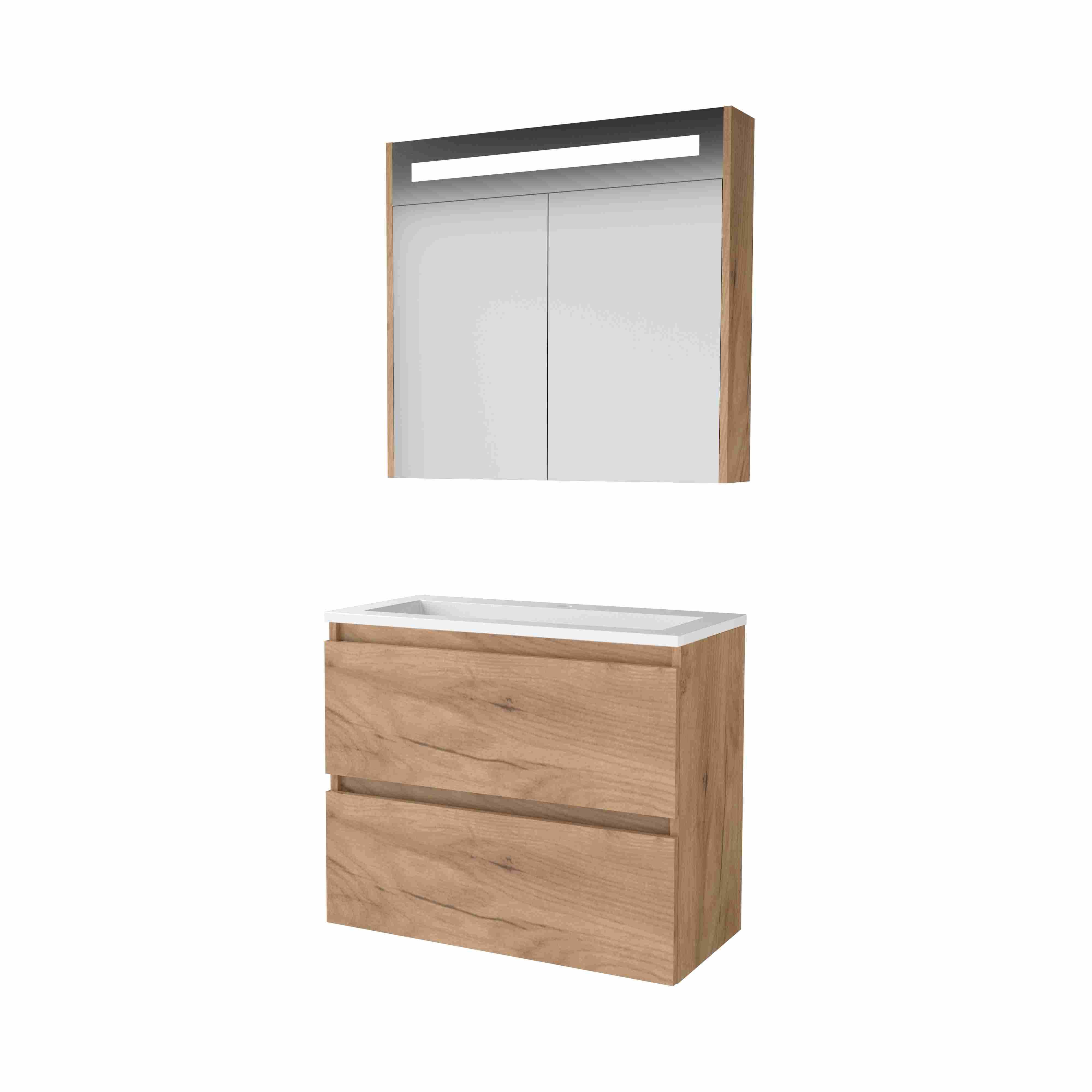 Basic Premium 39 set 80x39cm greepl. 2 la Acryl wast. 1 krgt. incl. kast m. verl. P39GL80A1WO Whisky Oak