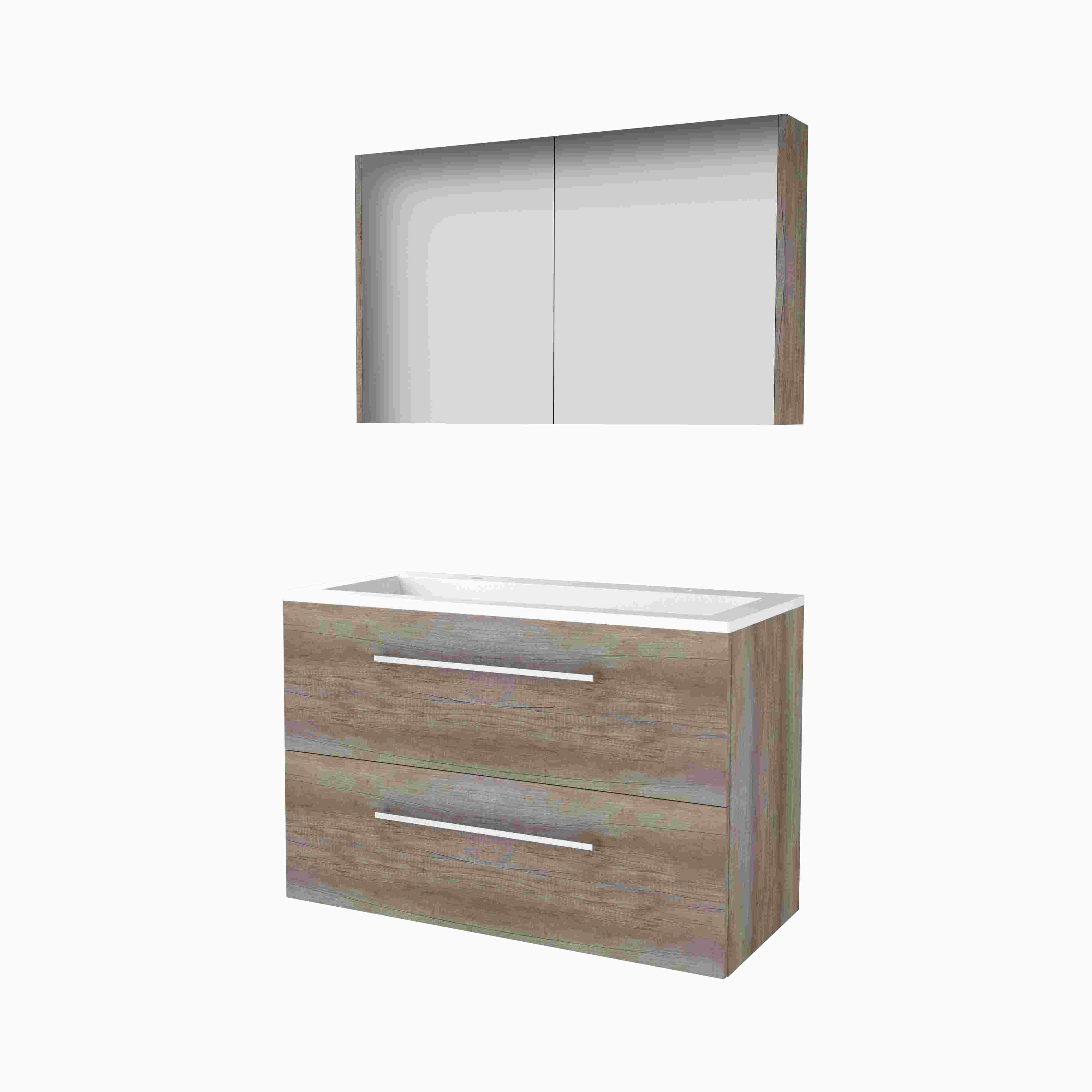 Basic Comfort 46 set 100x46cm met gr. 2 la Acryl wast. 2 krgt incl. kast C46GR100A2SO Scotch Oak