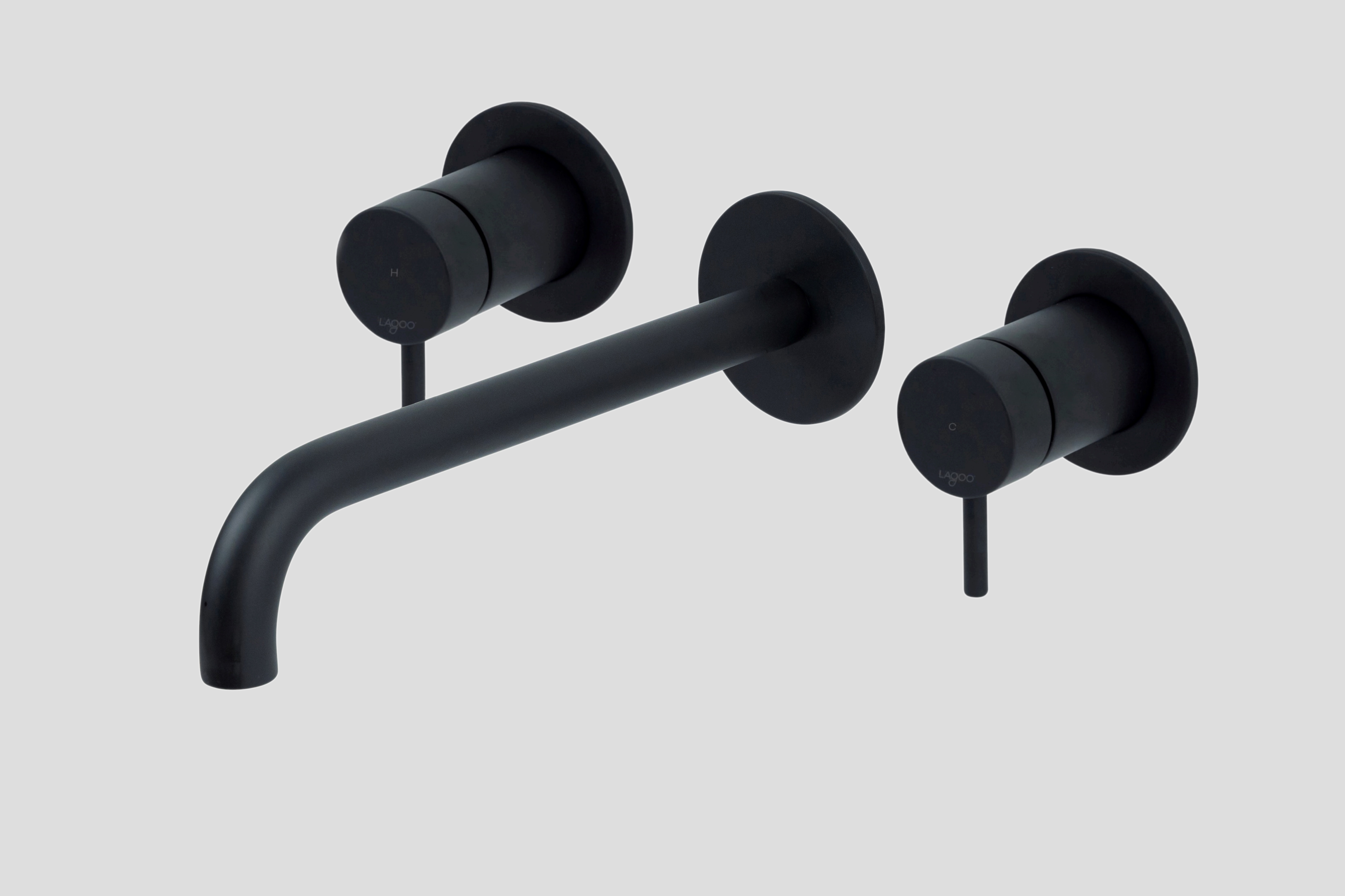 Lagoo Garda inbouw wastafelmengkraan 2 greeps afb.deel met uitloop 22 cm G1204-22MB Matt Black