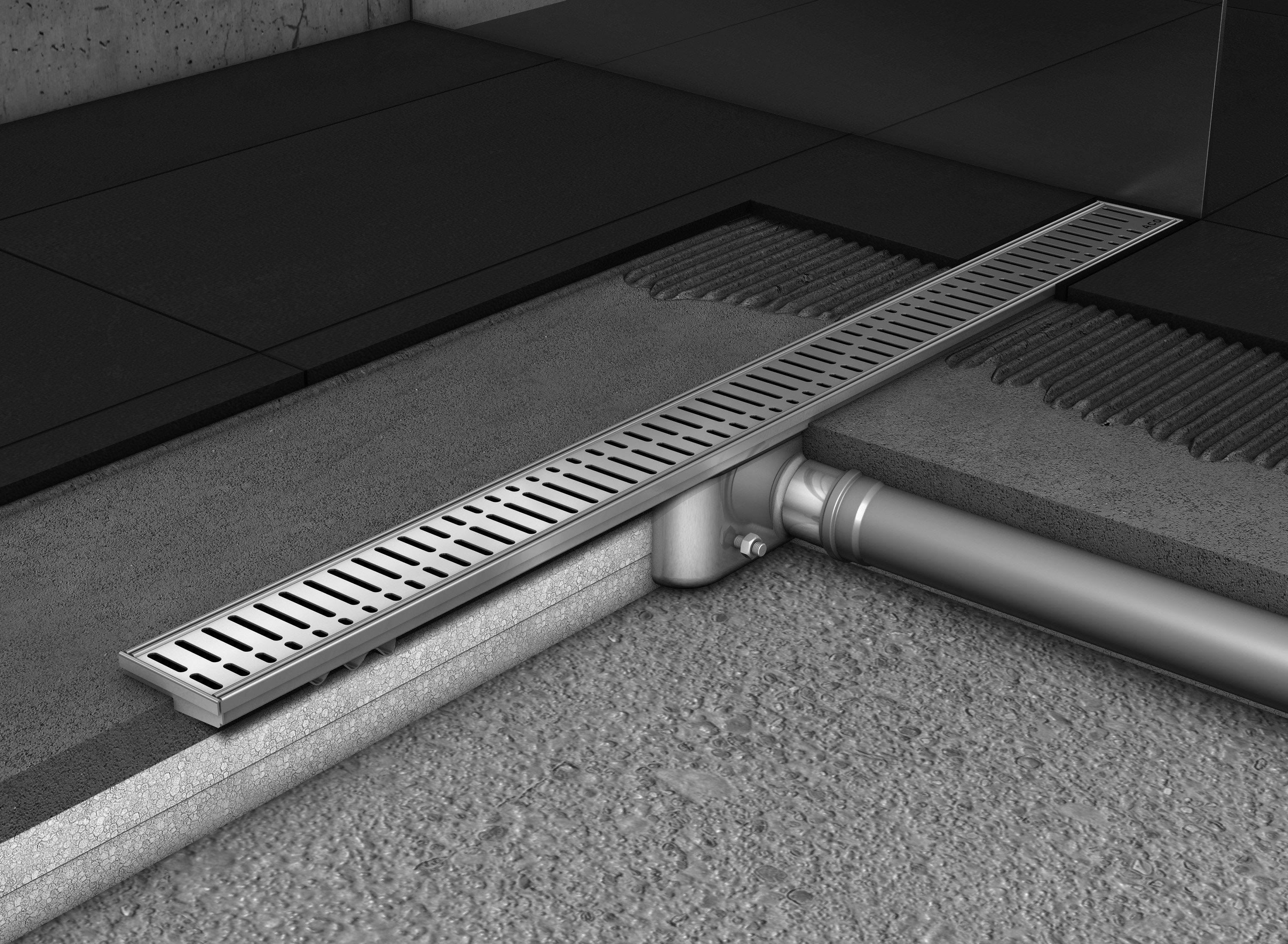 ACO ShowerDrain C 1185mm. zonder flens Goot H=65mm uitloop 50mm 2131424