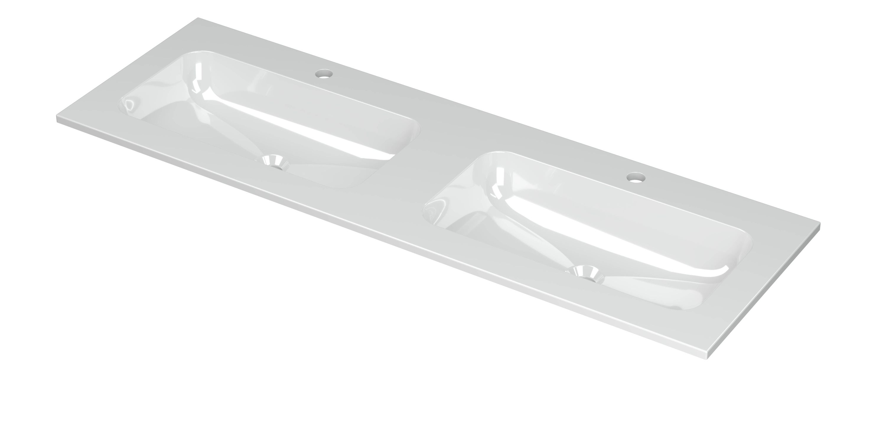 INK Aspekt wastafel pors. m. kom 45 dubbel m. 2 krgt. 207041 Glans wit B15xD1400