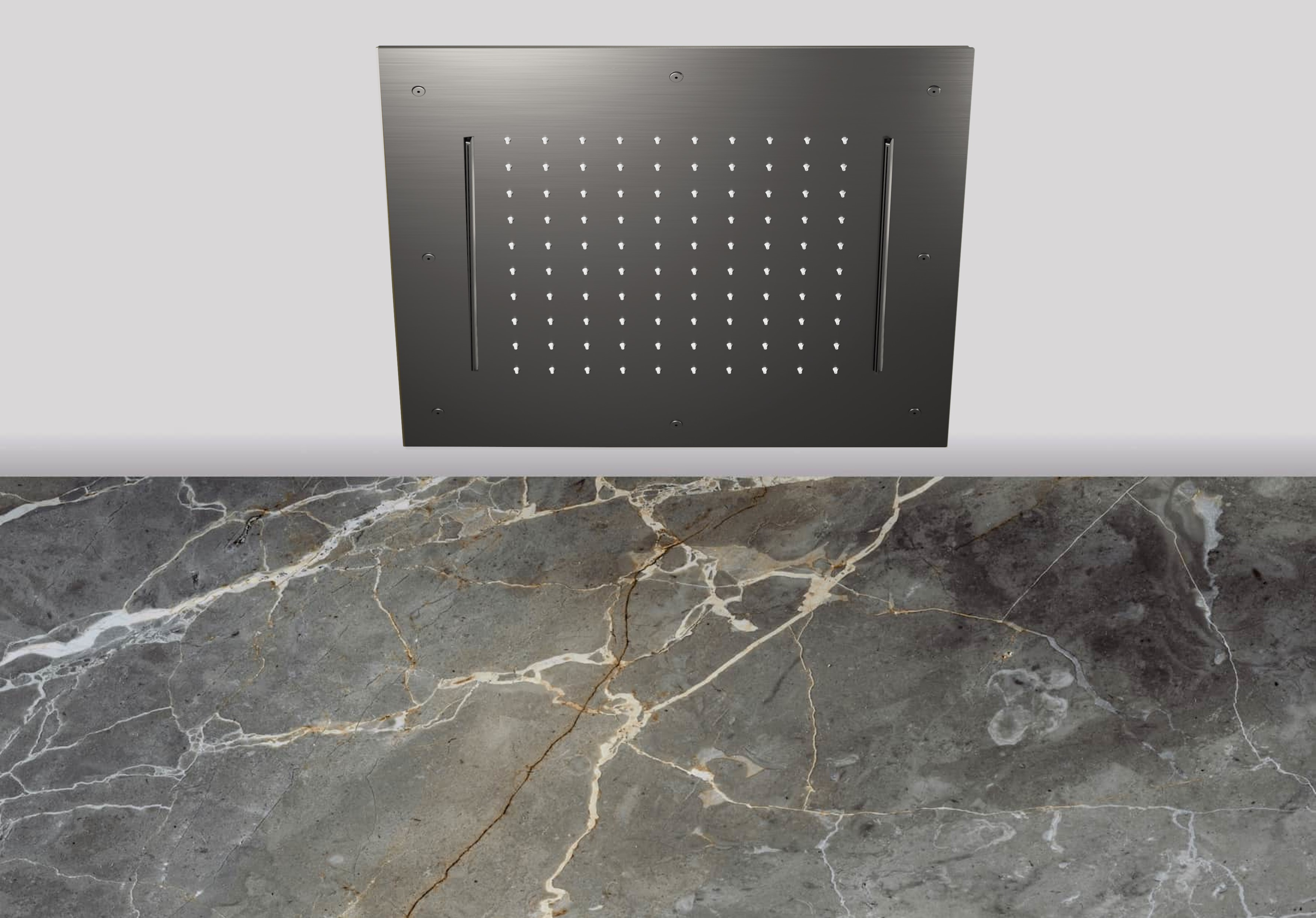 Lagoo Nesso Hoofddouche Showerlicious 500 x 500 m. regen 2 cascades N8234GM Brushed Gun Metal PVD