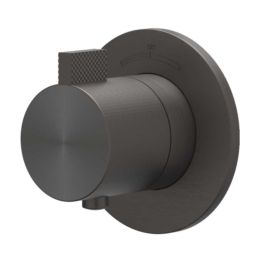 IVY Tribe Afbouwdeel inbouwthermostaat symmetry met rond rozet 6201334 RVS316 gebr. carbon black PVD