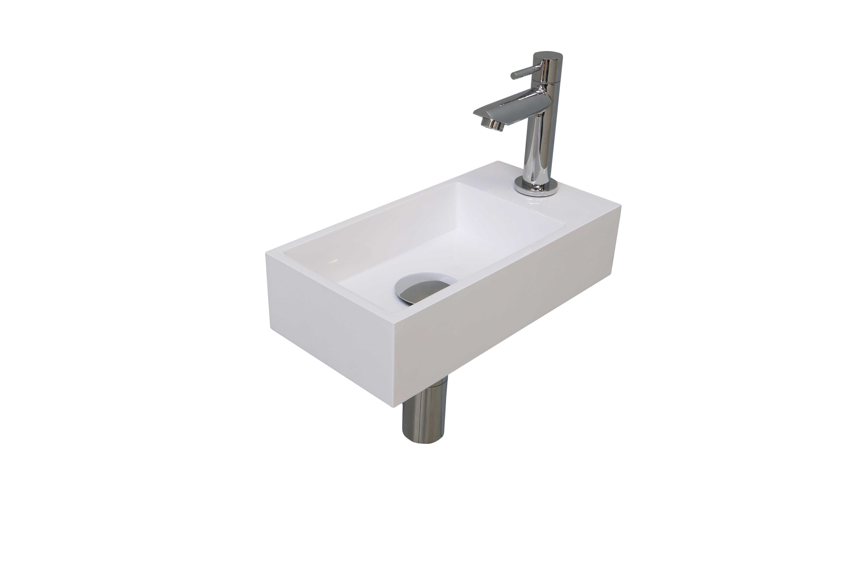 INK Versus Fonteinpack Polystone rechts 1805131 Glans wit/chroom H90xB360xD180