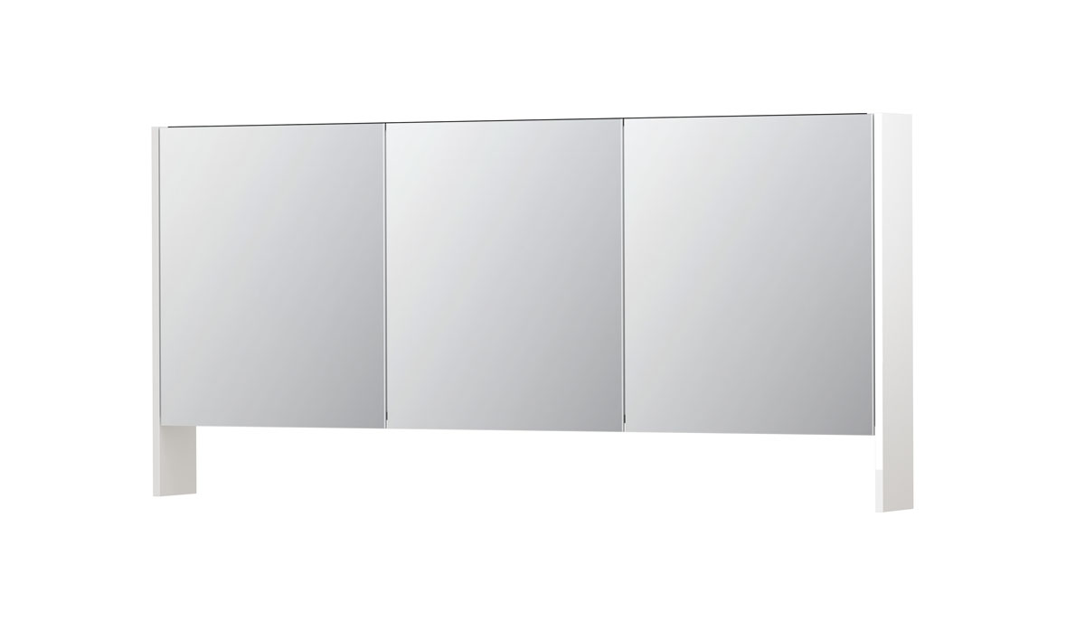 INK SPK3 spiegelkast m. dubbel gesp. 3 deuren icm open planchet en stop/schak. 1110356 Hoogglans wit H740xB1600xD140
