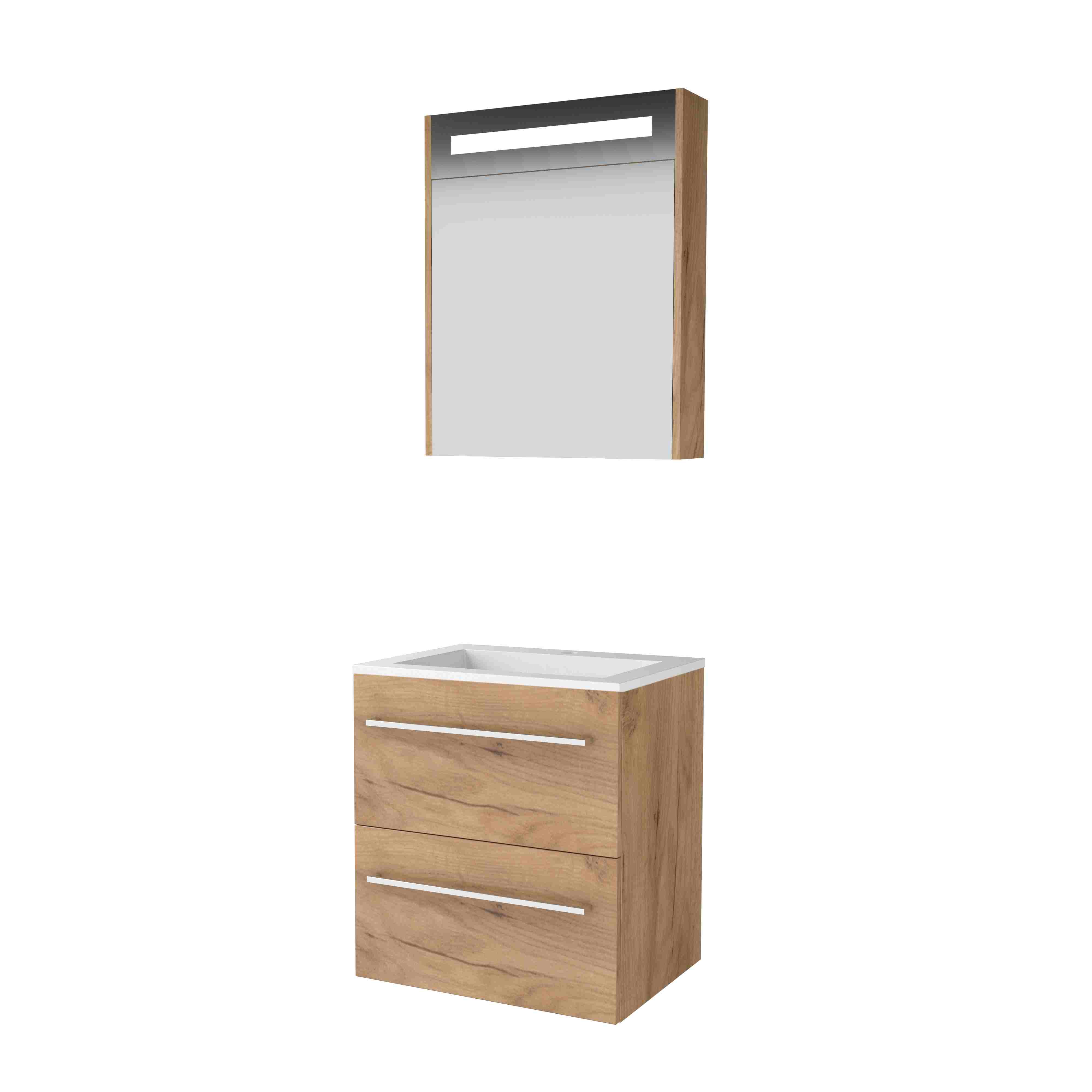 Basic Premium 46 set 60x46cm met gr. 2 la Acryl wast. 1 krgt. incl. kast m. verl. P46GR60A1WO Whisky Oak